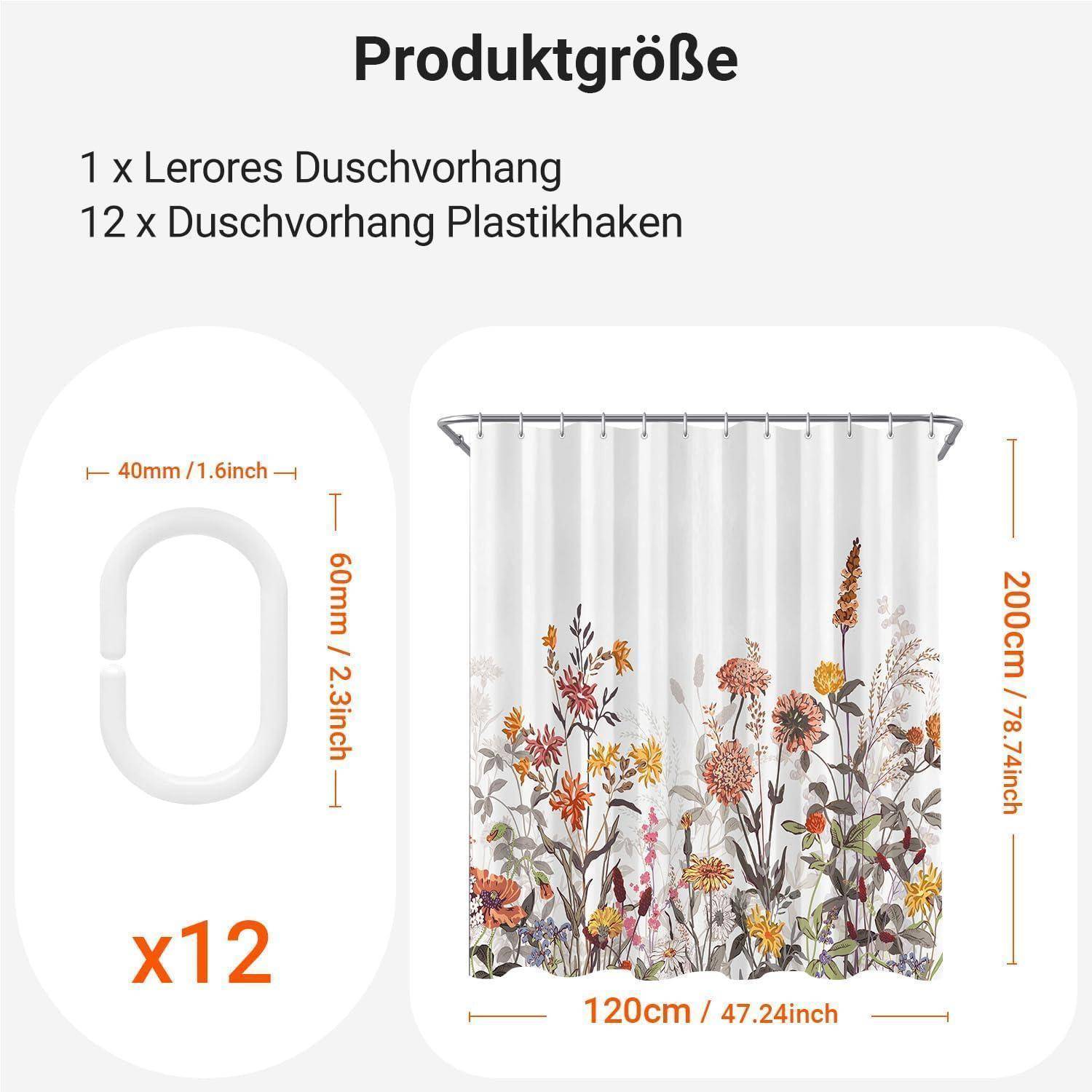 Duschvorhang Antischimmel Wasserabweisend Mischblumen 120 x 200 cm