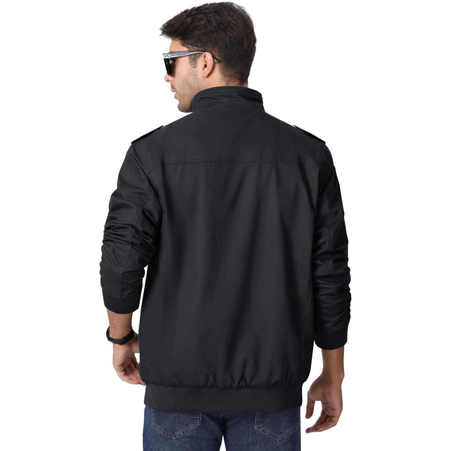 Übergangsjacke Herren Cargo Stehkragen Winddicht Taschen L Schwarz