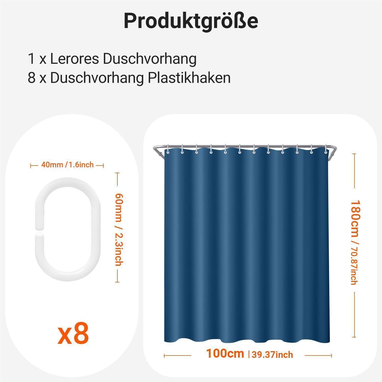 Duschvorhang Polyester Antischimmel Waschbar Dunkelblau 100 x 180 cm