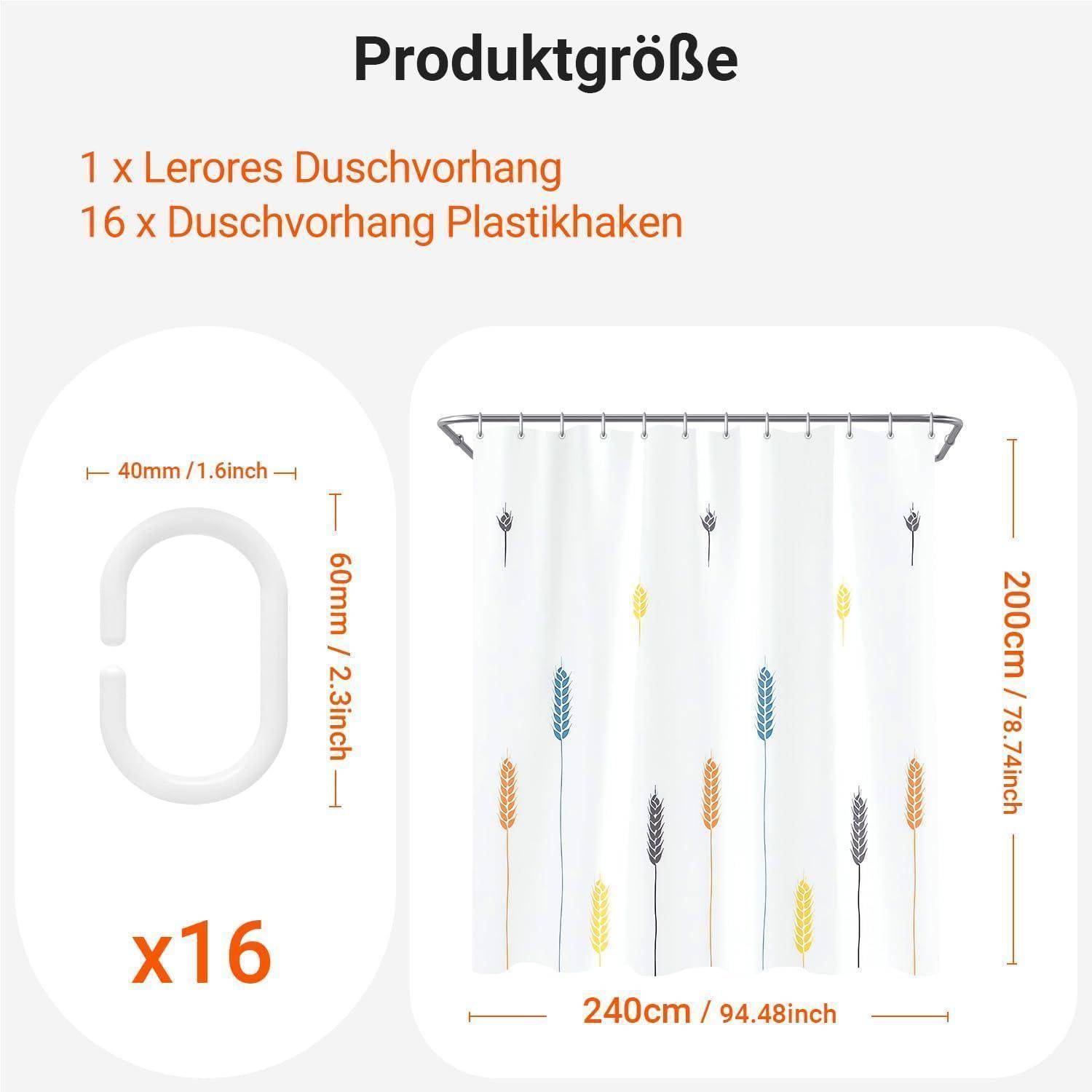 Duschvorhang Polyester Waschbar Bunte Weizenohren 240 x 200 cm
