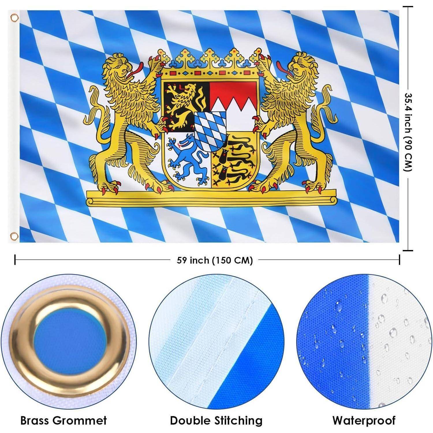Flagge Bayern 150x90cm Oktoberfest Messingösen 1 Stück Bayern Flagge