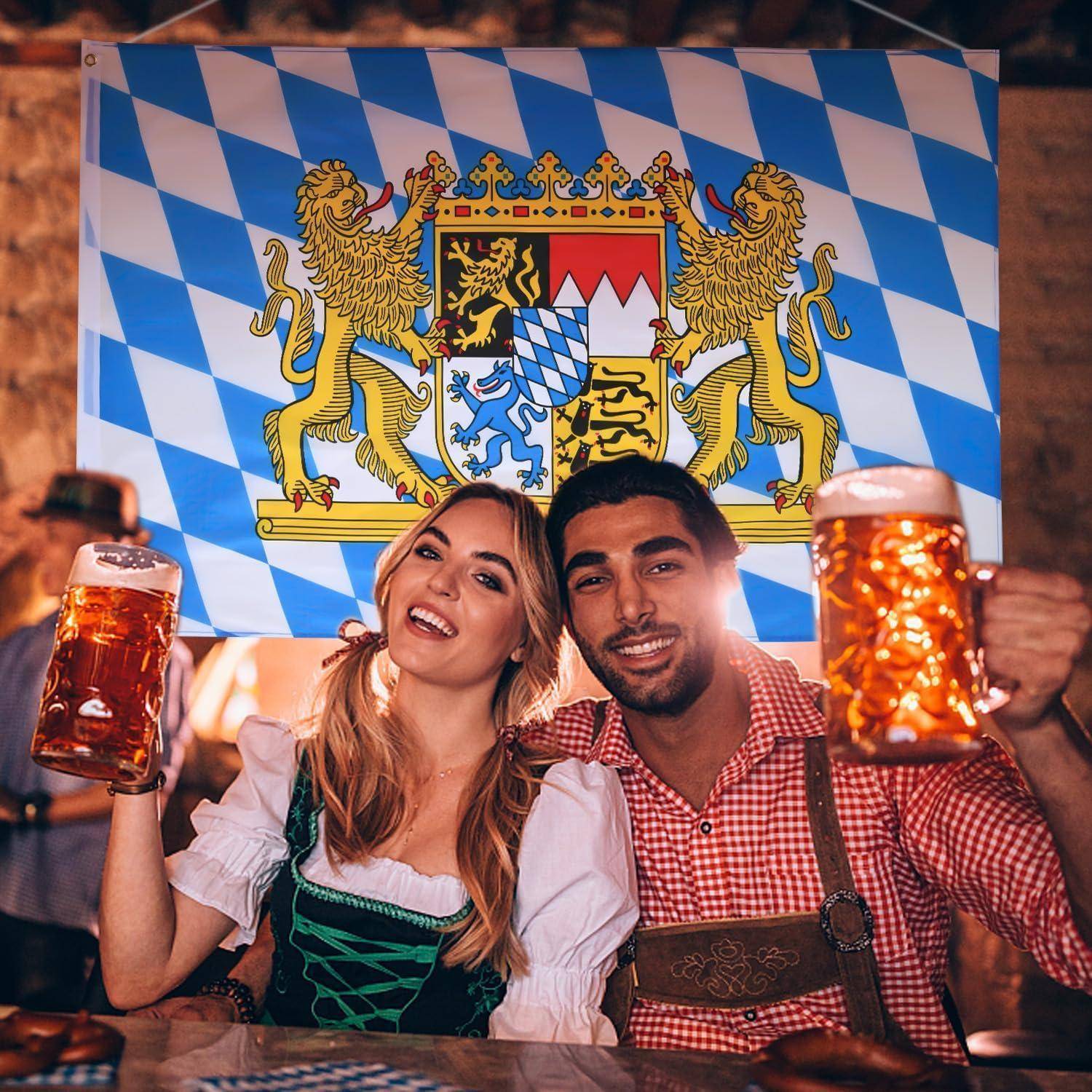 Flagge Bayern 150x90cm Oktoberfest Messingösen 1 Stück Bayern Flagge