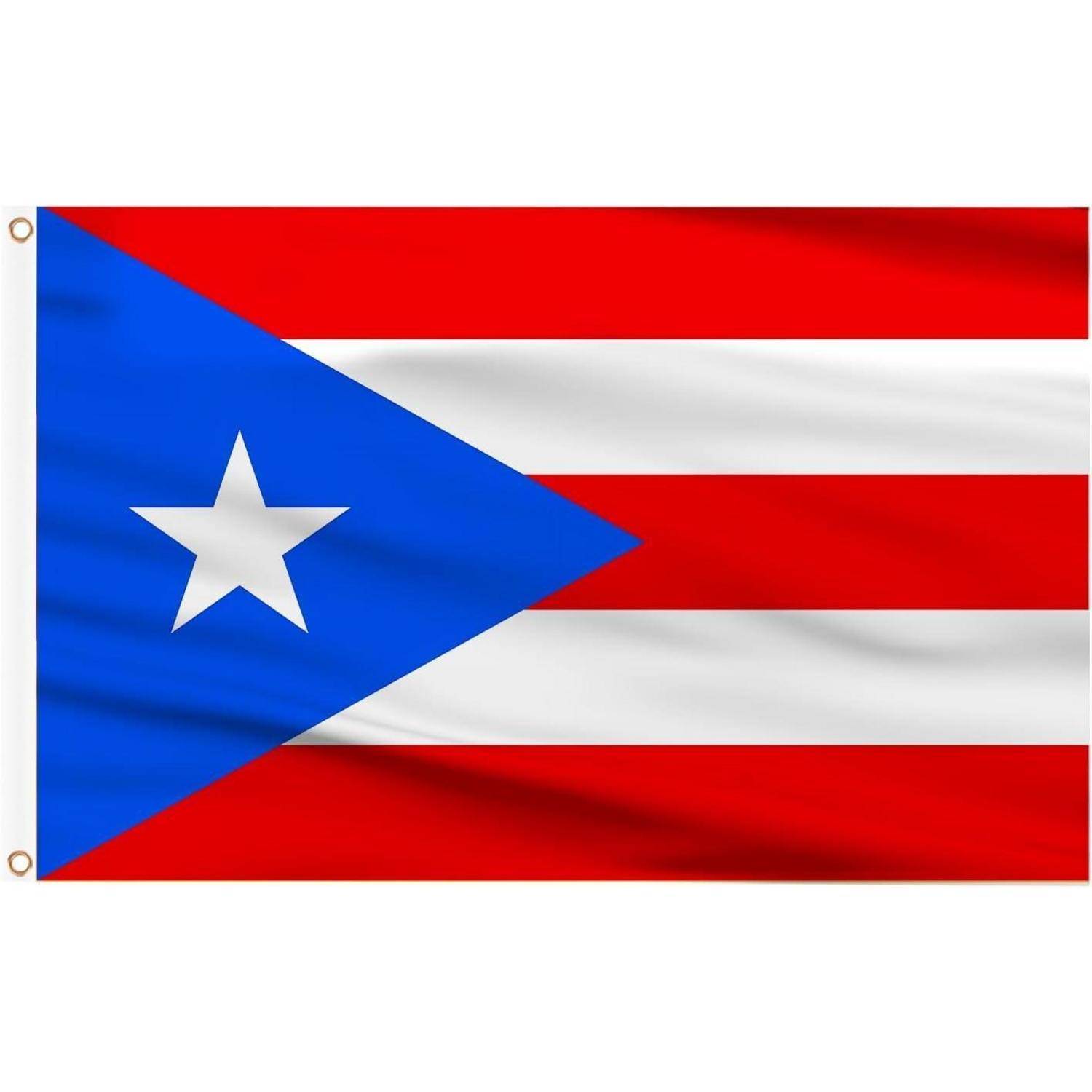 Flagge von Puerto Rico: fünf horizontale Streifen in Rot und Weiß, blaues Dreieck links mit einem weißen Stern in der Mitte.