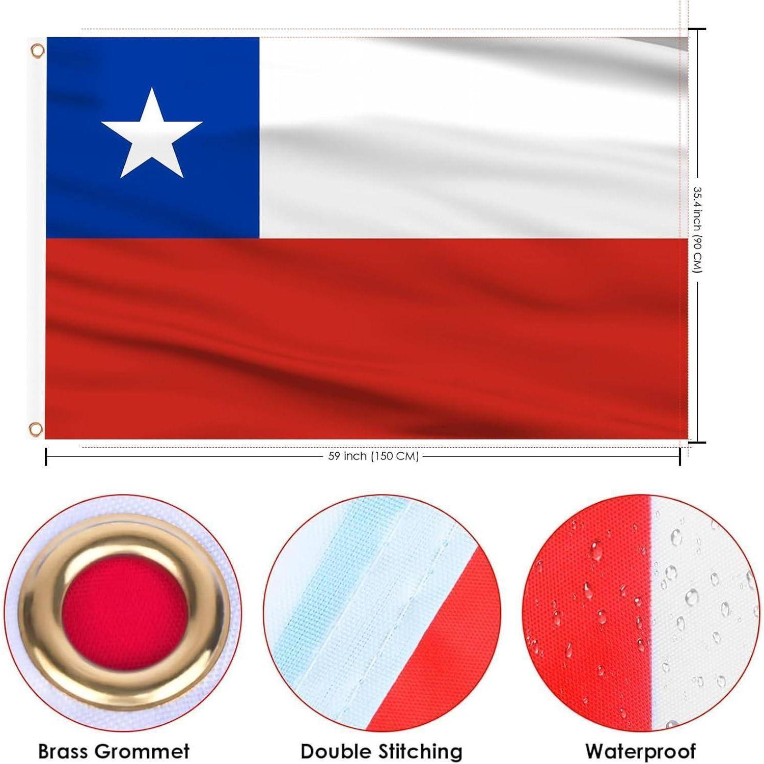 Flagge Chile 90x150 cm Messing Ösen Fußball WM 2 Stück Chile Flagge