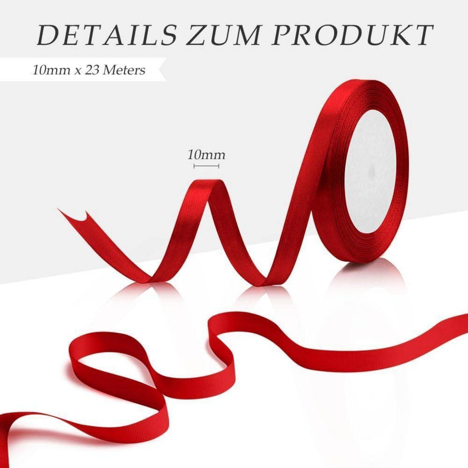 Geschenkband 10mm 22m Schleifenband Satinband Weihnachten Rot