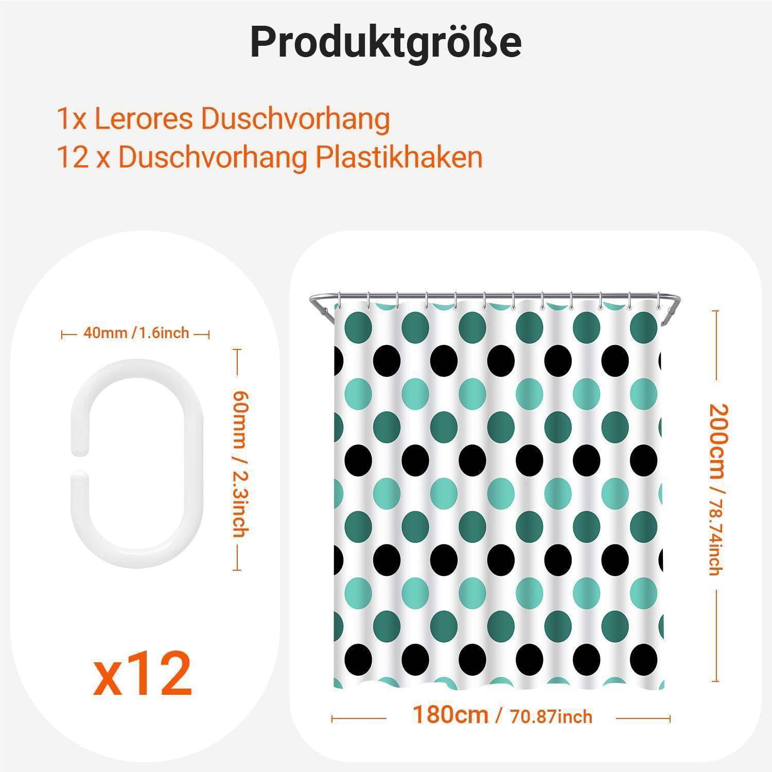 Duschvorhang 180x200 Polyester Punkt Punkt H200 x B180 cm (1er Pack)