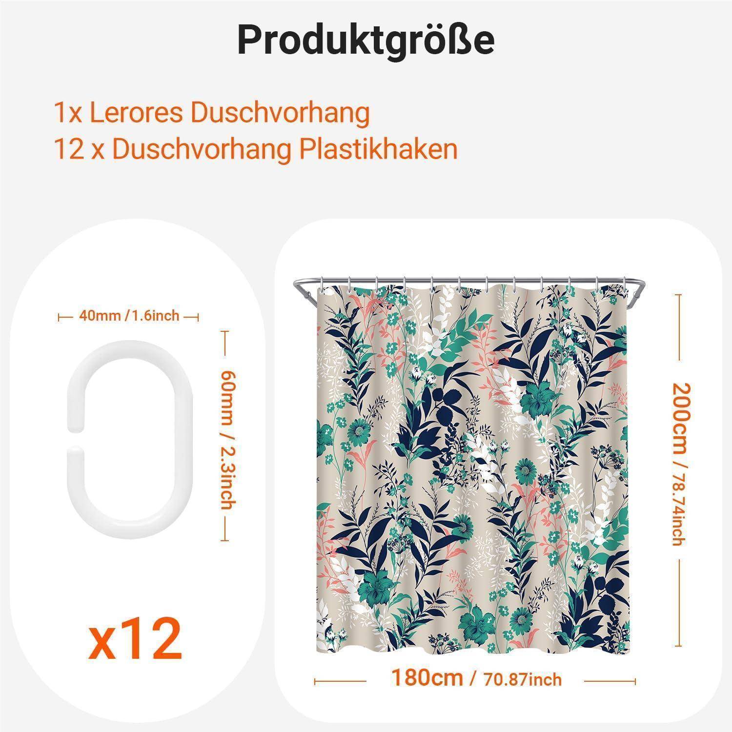 Duschvorhang 180x200 Blaue Grasblume H200 x B180 cm (1er Pack)