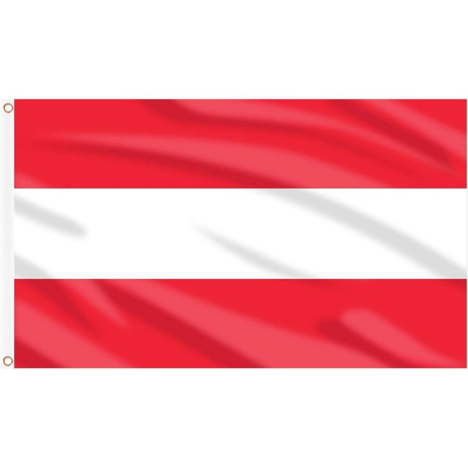 Das Bild zeigt die Nationalflagge von Österreich mit drei horizontalen Streifen: rot, weiß und rot.
