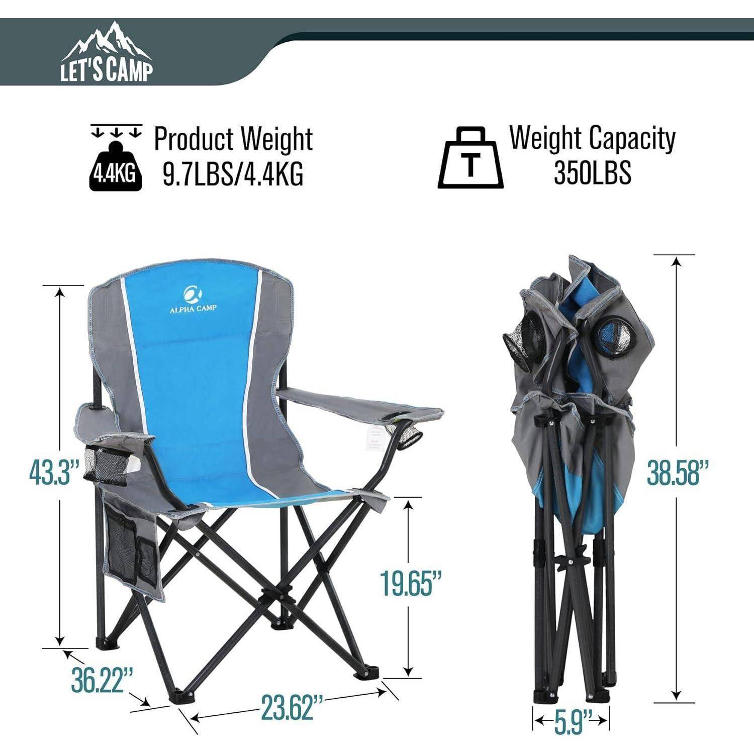 Campingstuhl Klappstuhl Angelstuhl Getränkehalter 160kg Grau-blau