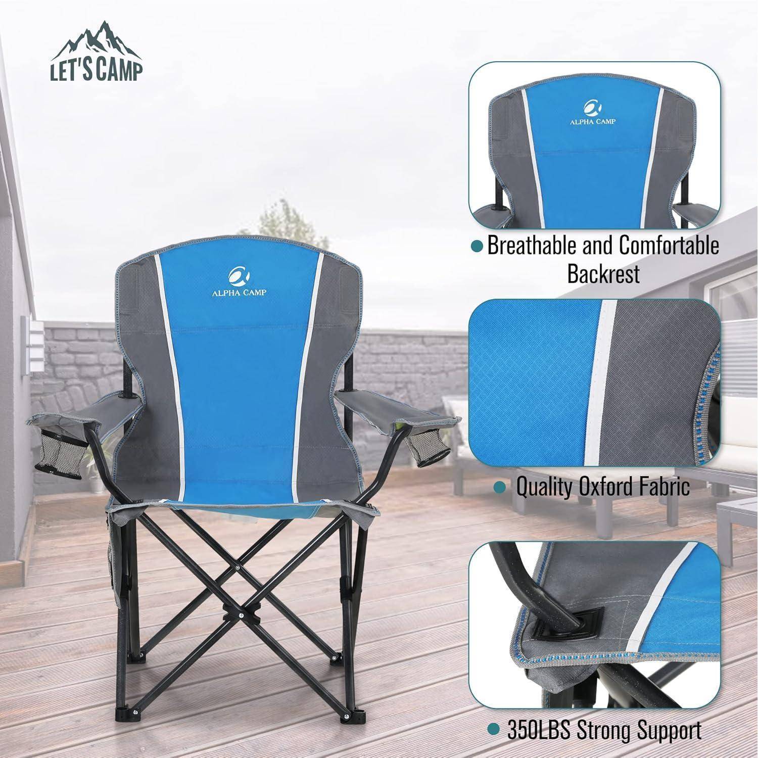 Campingstuhl Klappstuhl Angelstuhl Getränkehalter 160kg Grau-blau