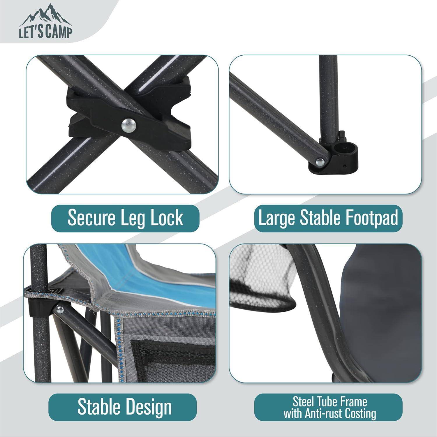 Campingstuhl Klappstuhl Angelstuhl Getränkehalter 160kg Grau-blau