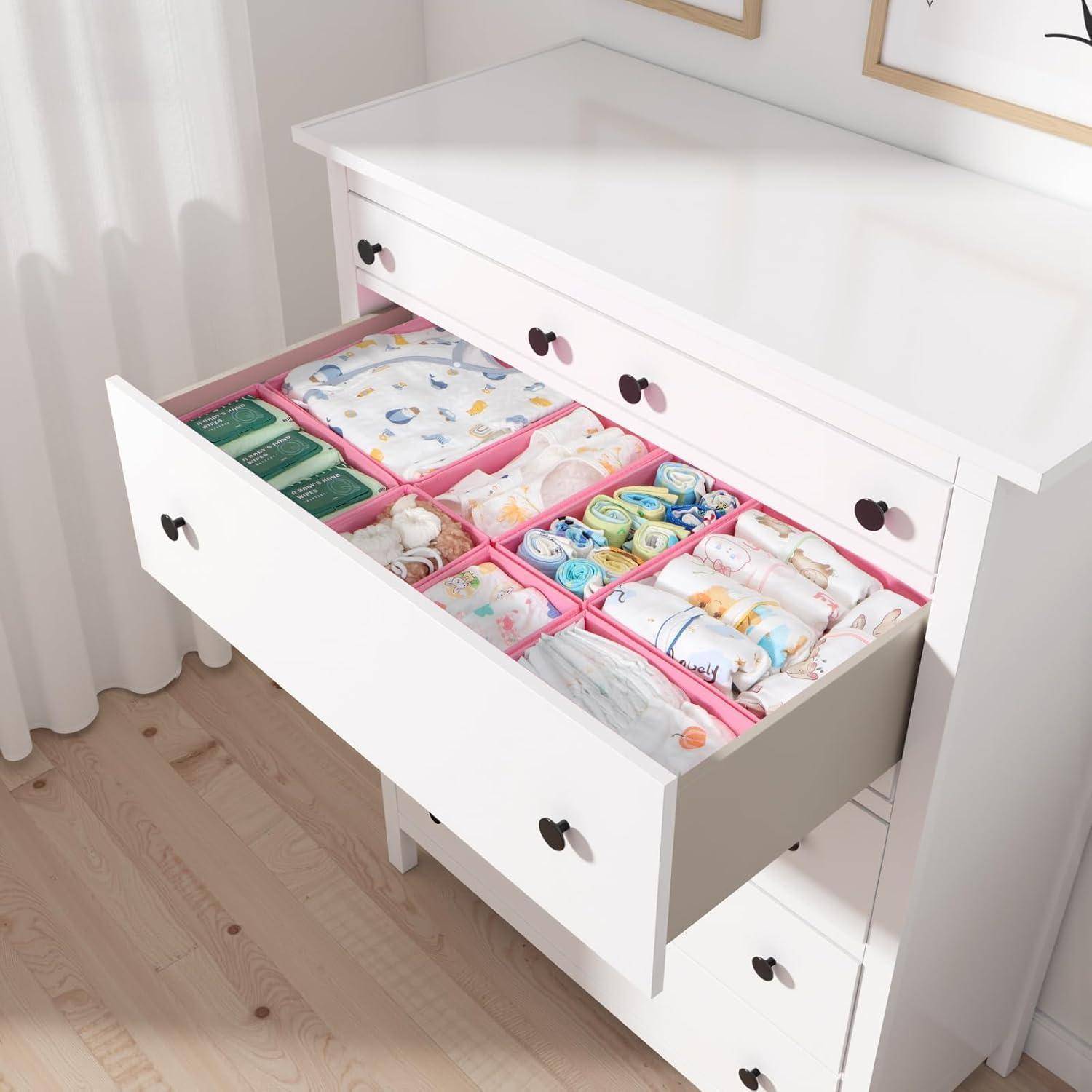 Schubladen Organizer 16er Set Faltbox 16er Set Rosa für HEMNES 108x131