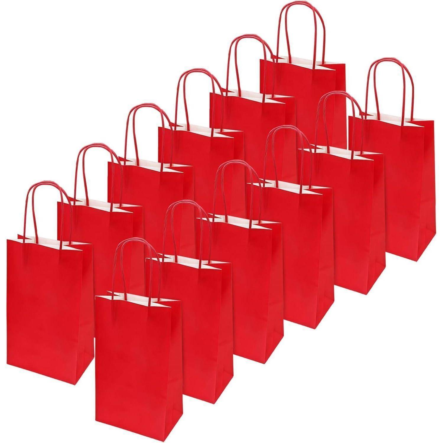 Papiertüten Kraftpapier Henkel #4 Rot 8*13*21CM 12pc 12 Stück 1er Pack