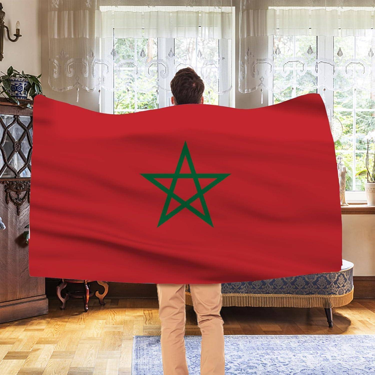 Flagge Marokko 150x90cm Messing Ösen Deko 4 Stück Marokko Flagge