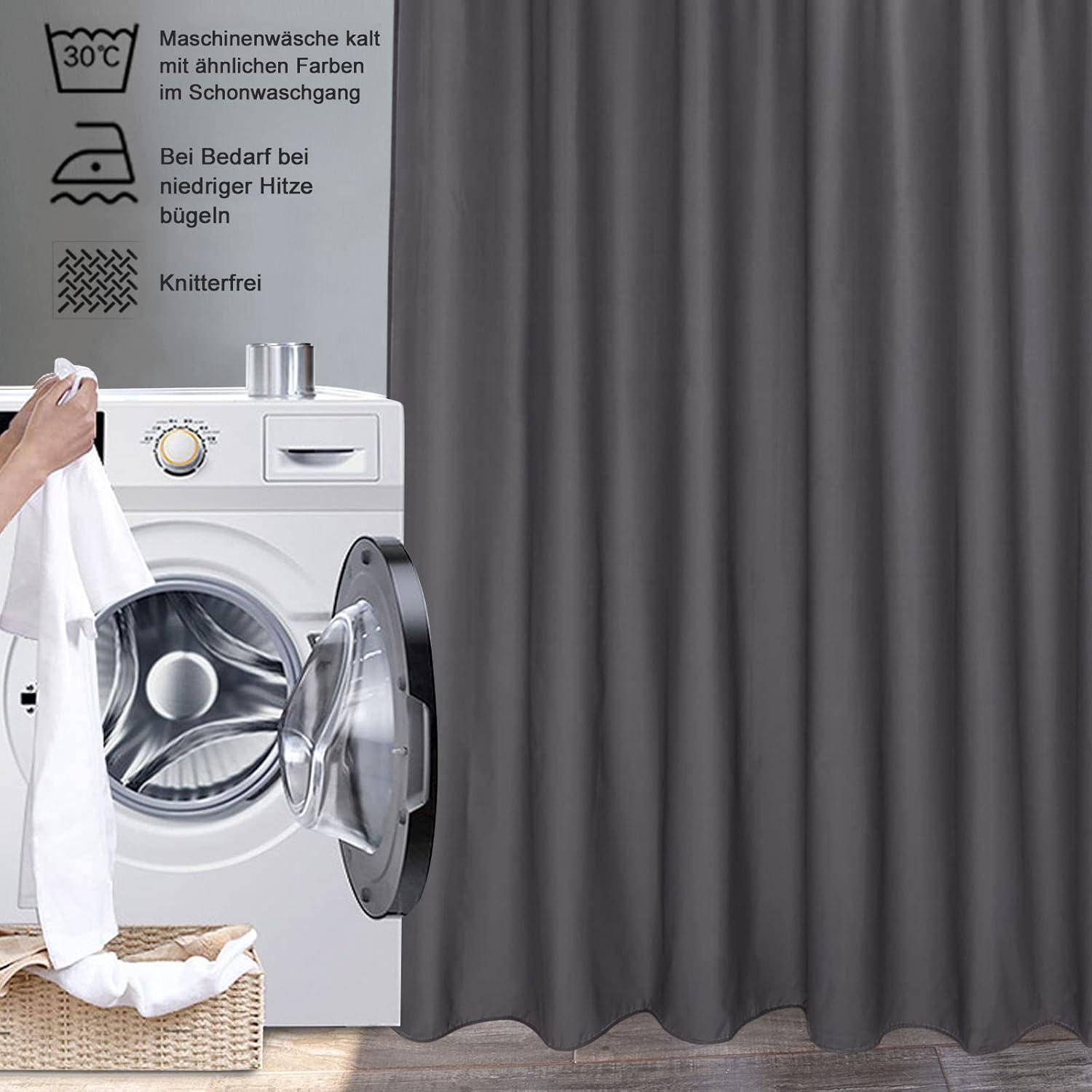 Duschvorhang Waschbar Wasserdicht Dunkelgrau H210 x B180 cm (1er Pack)