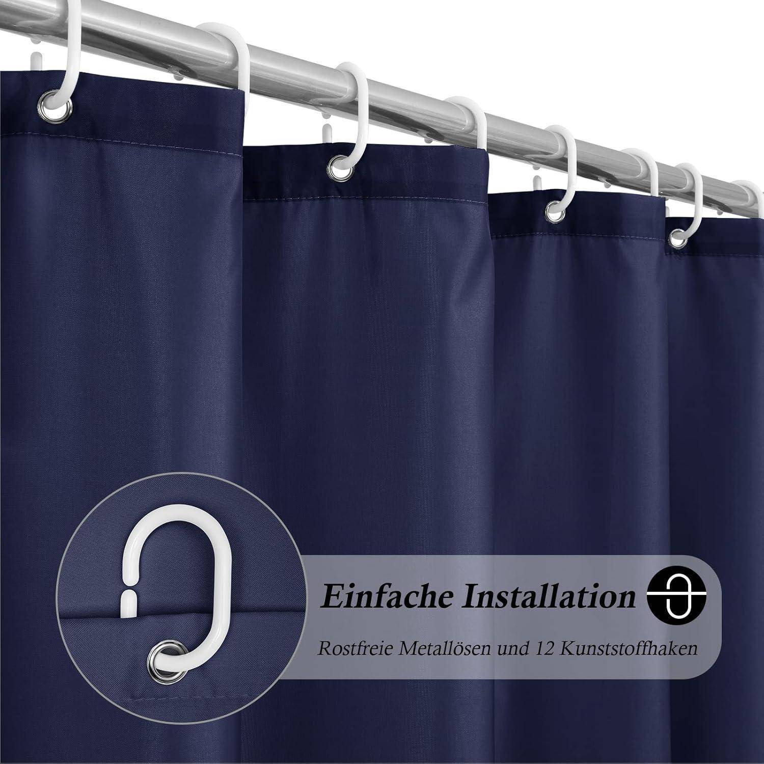 Duschvorhang Blau 180x220 Dunkelblau H220 x B180 cm (1er Pack)
