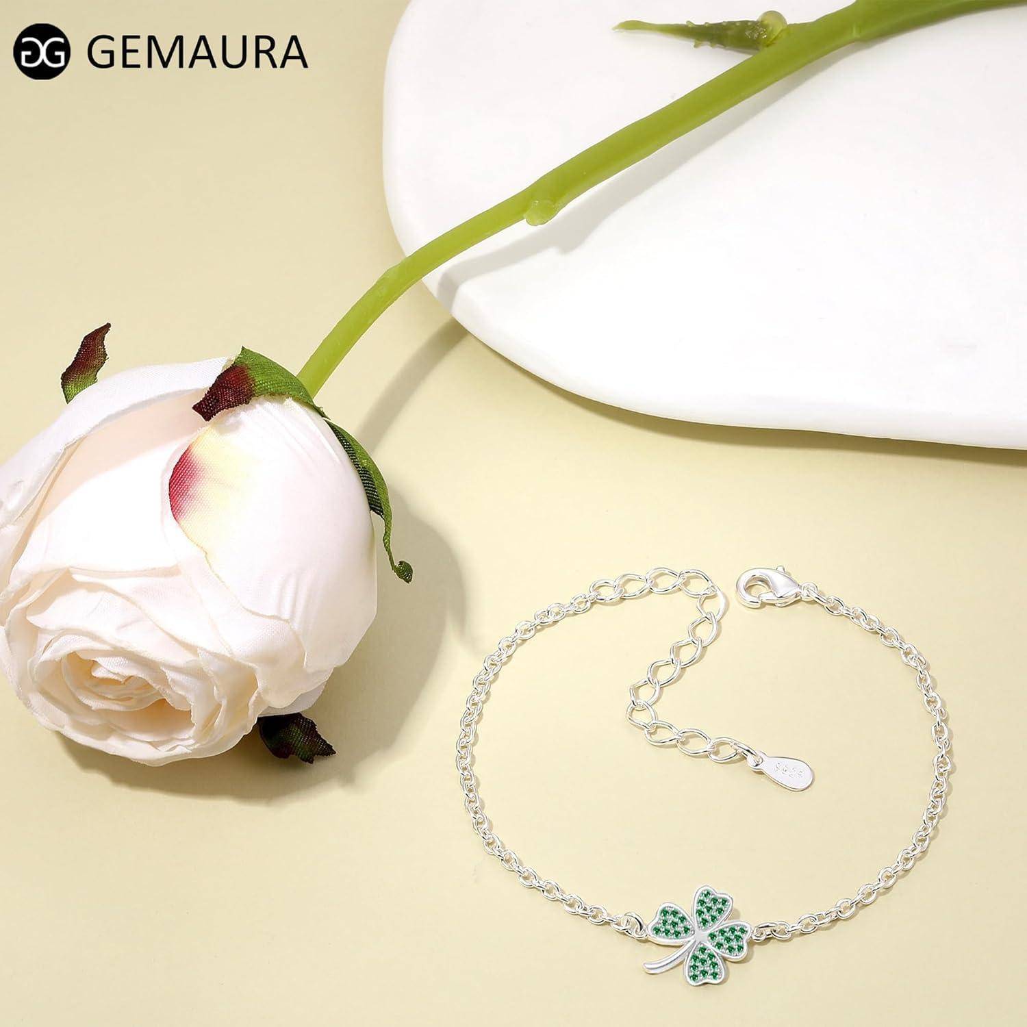 Armband Damen Silber Gold Kleeblatt Geschenk Freundin green leaf