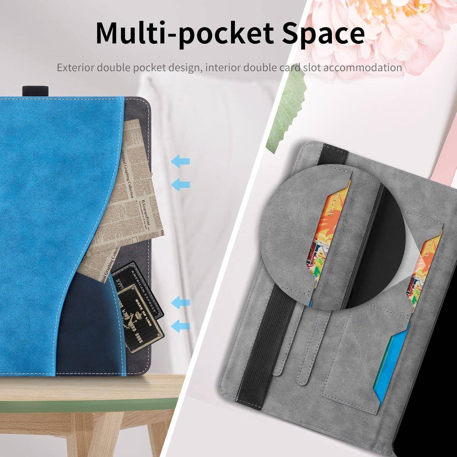 Das 'Multi-pocket Space' Bild zeigt eine stilvolle Tasche mit mehreren Taschen zur Organisierung von Dokumenten und Karten und unterstreicht dabei Funktionalität und Design.