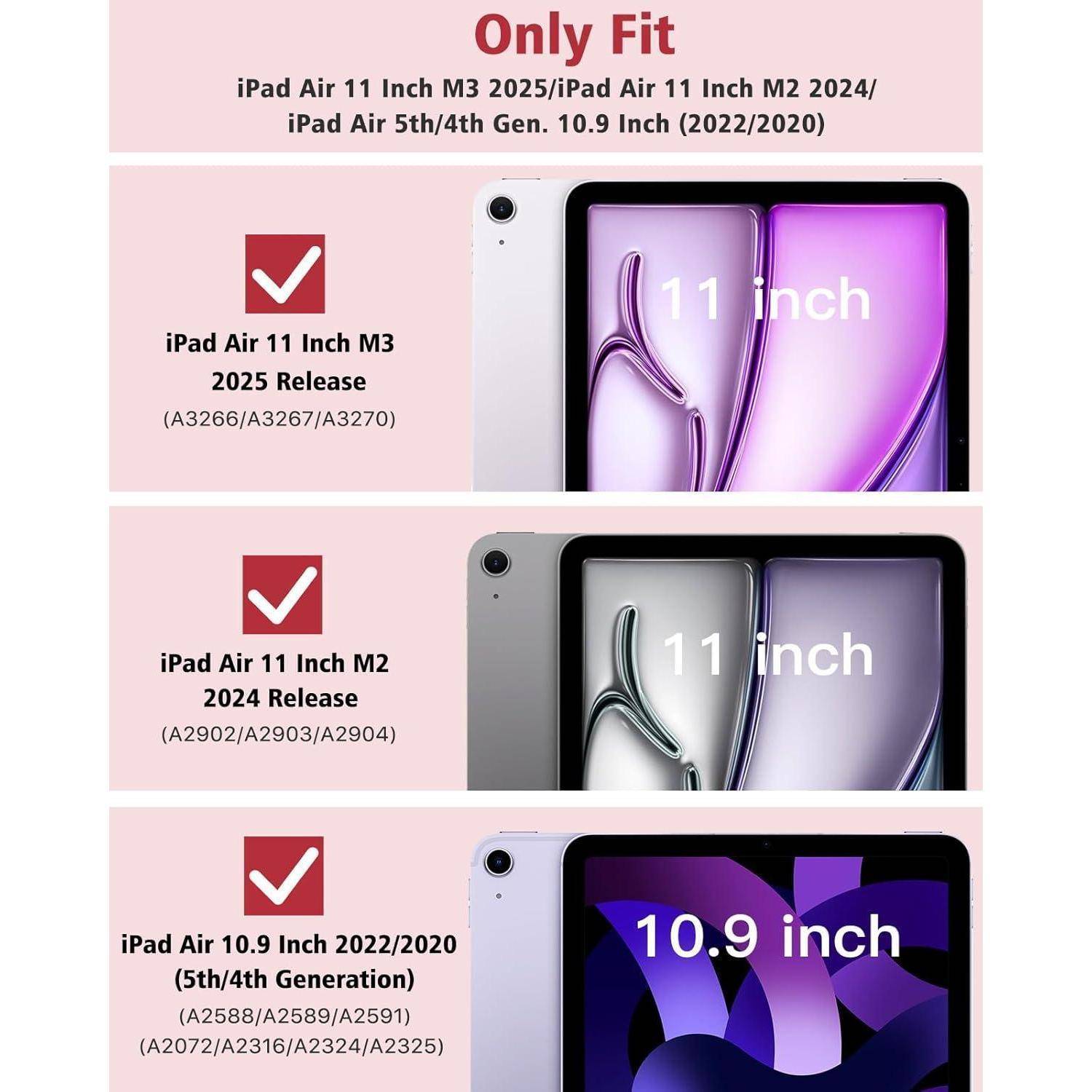 Kompatible iPad-Modelle: iPad Air 11 Zoll M3 2025, iPad Air 11 Zoll M2 2024, iPad Air 10,9 Zoll 2022/2020.