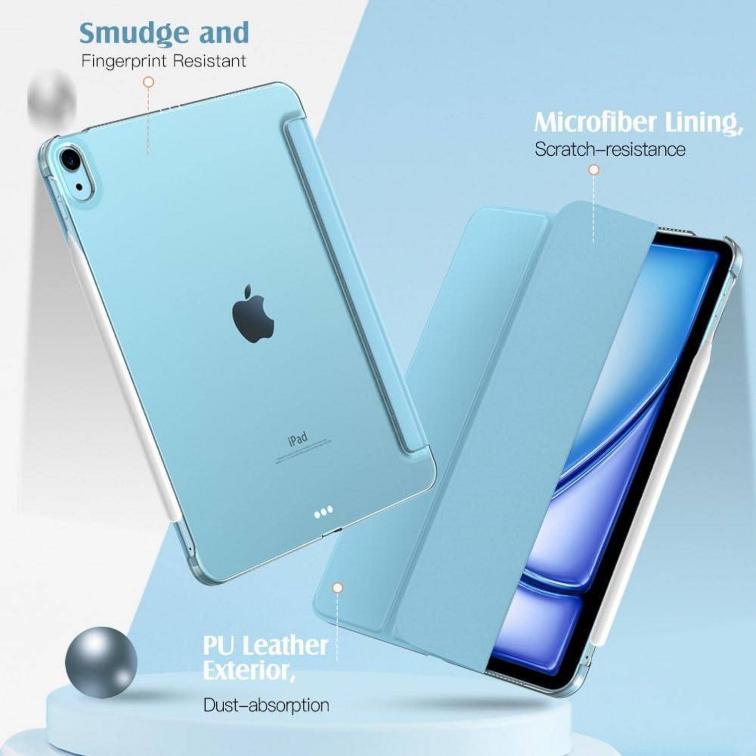 Hülle iPad Air 11 10,9 Zoll M3 M2 Schlaf Aufwach B-Nebliges Blau