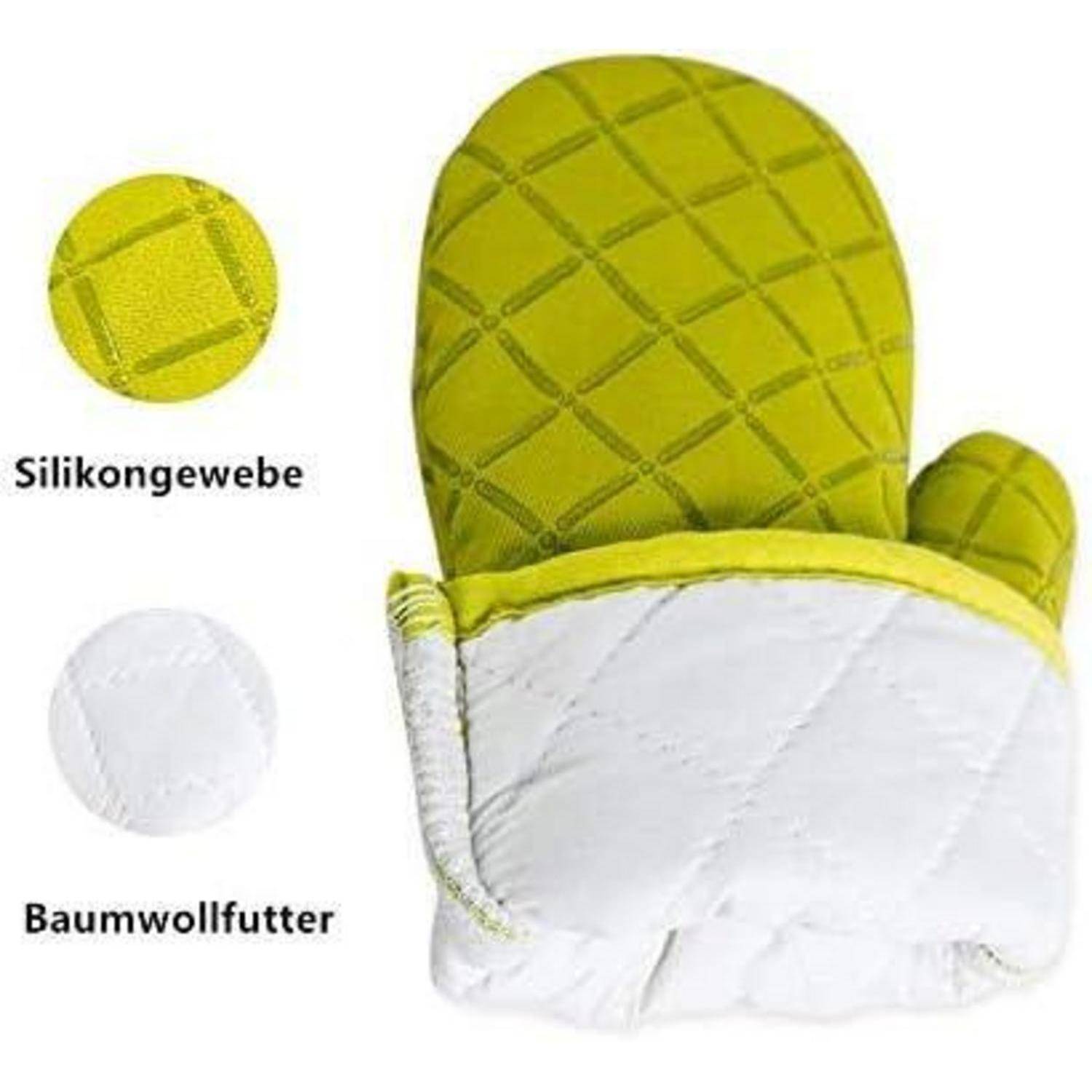 Ofenhandschuhe Antirutsch Silikon Hitzebeständig 240C Grün