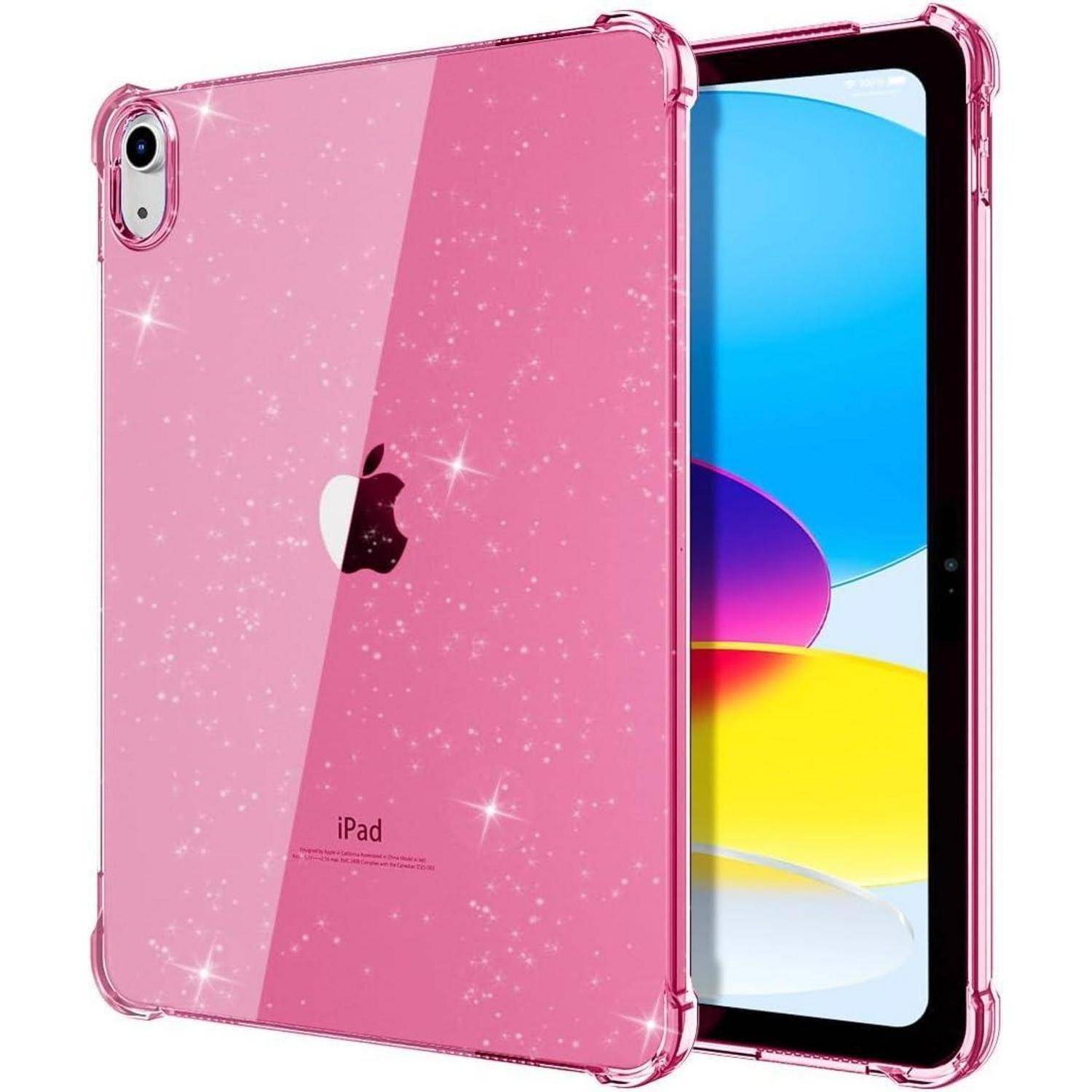 Hülle iPad A16 11 Zoll 10 10,9 Zoll TPU Glitzerblumen Rosa