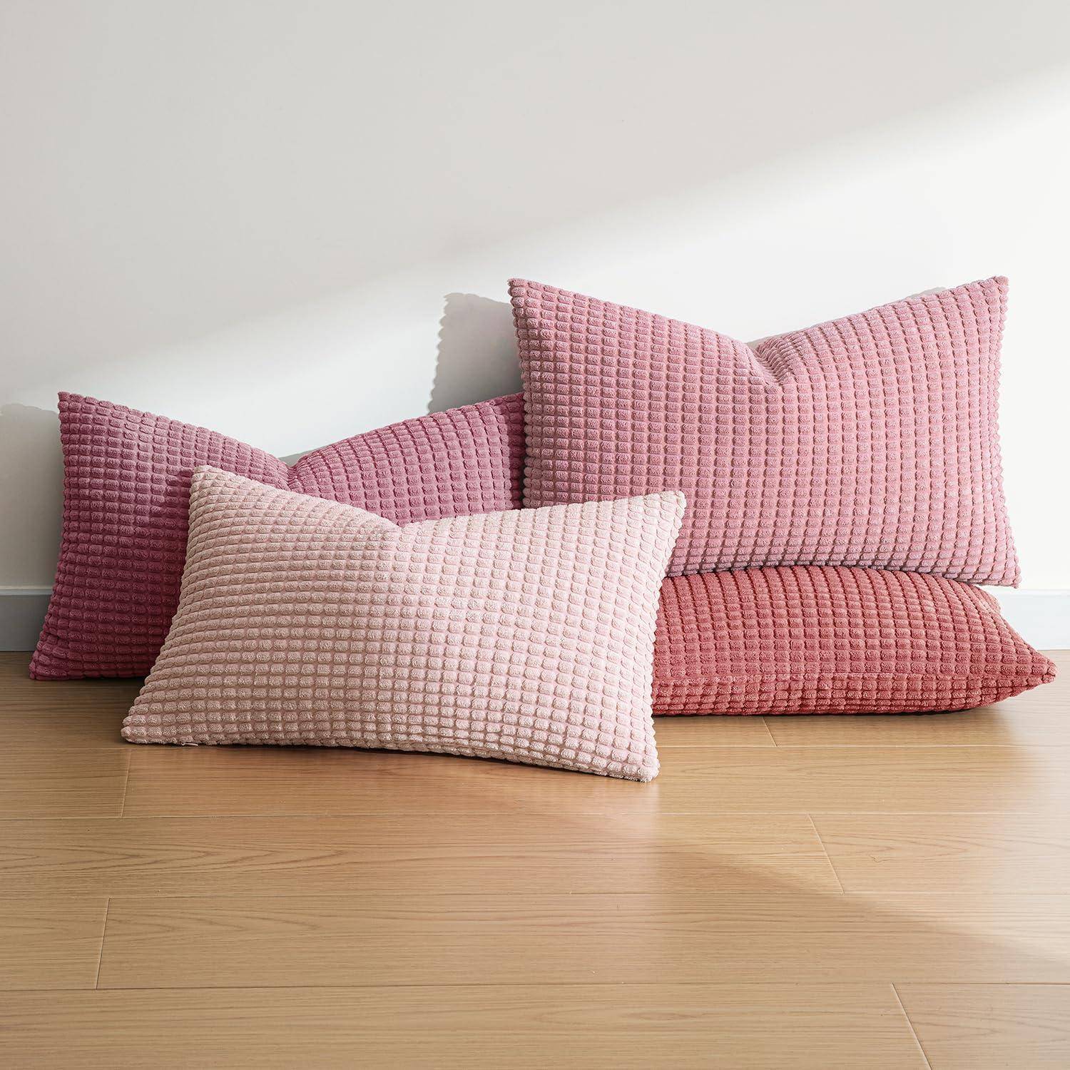 Kissenbezug Kordsamt Sofakissen 40 x 60 cm 4 Stück Rosa Serie