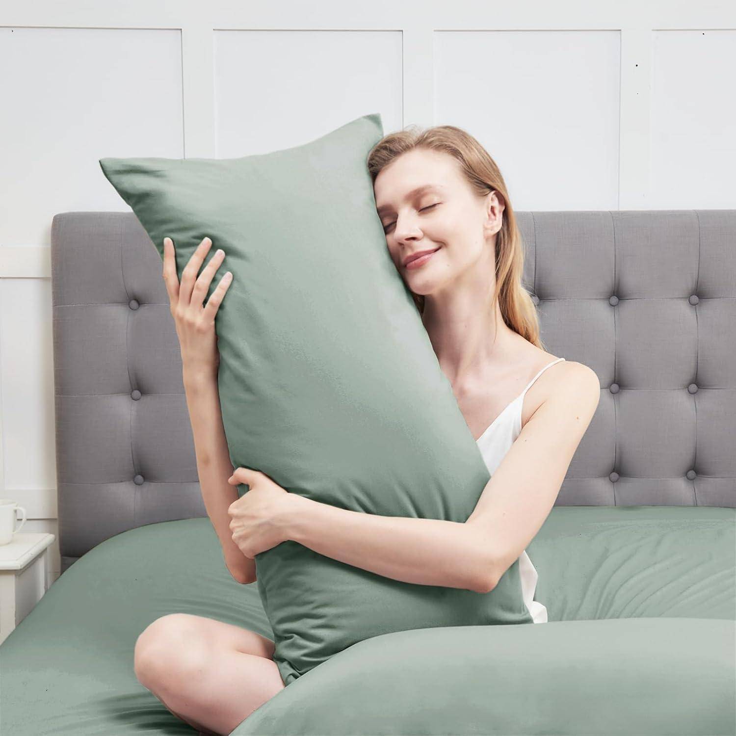 Kissenbezug Seitenschläfer 40x145 2er Set Oeko Sage Grün 40x145cm