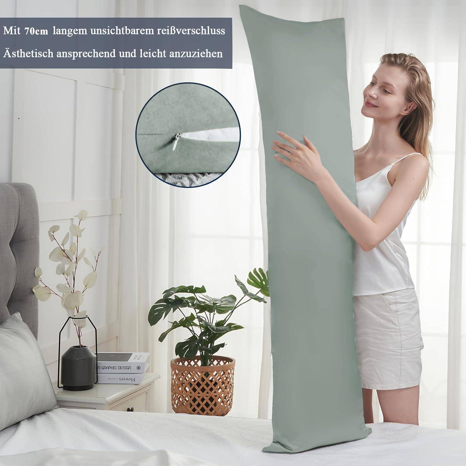 Kissenbezug Seitenschläfer 40x145 2er Set Oeko Sage Grün 40x145cm