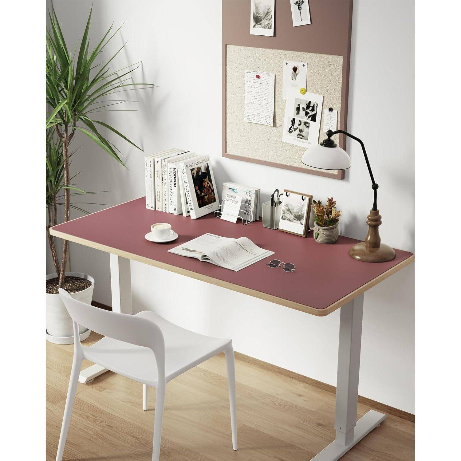 Schreibtischunterlage Mauspad rutschfest Leder Dunkelpink 100*50cm