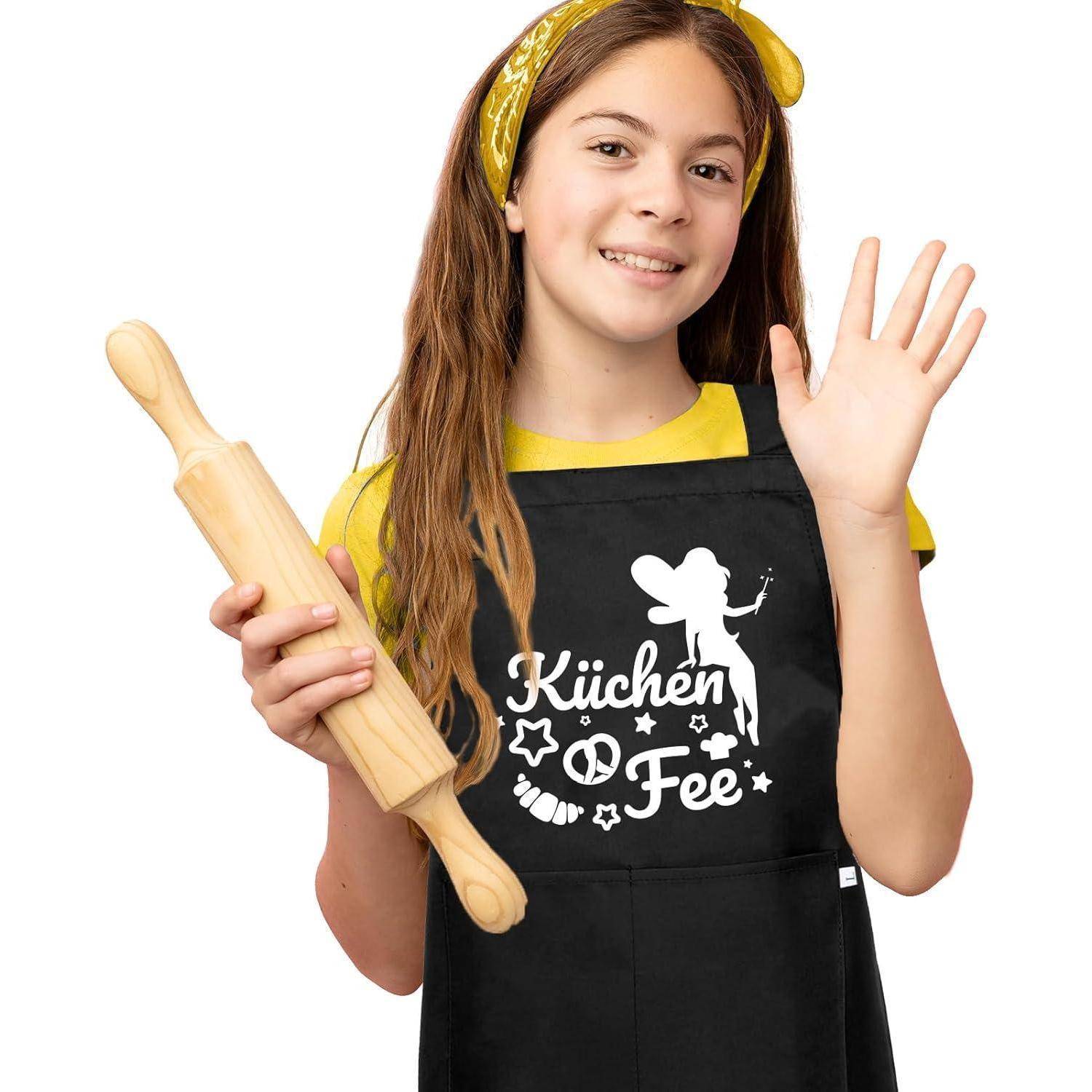 Kinderschürze Mädchen Baumwolle Verstellbar Personalisiert Küchen Fee