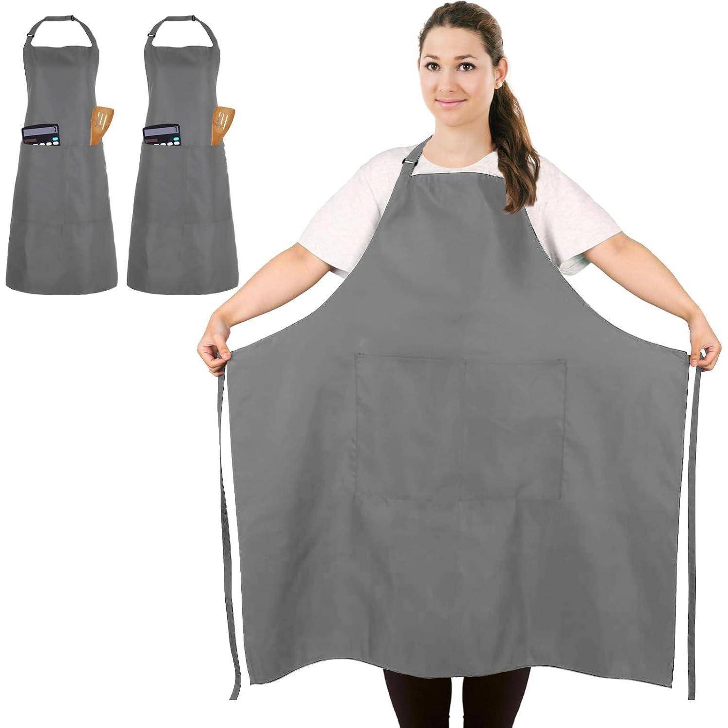 Schürze Kochschürze Plus Size 2 Taschen 2er Grau
