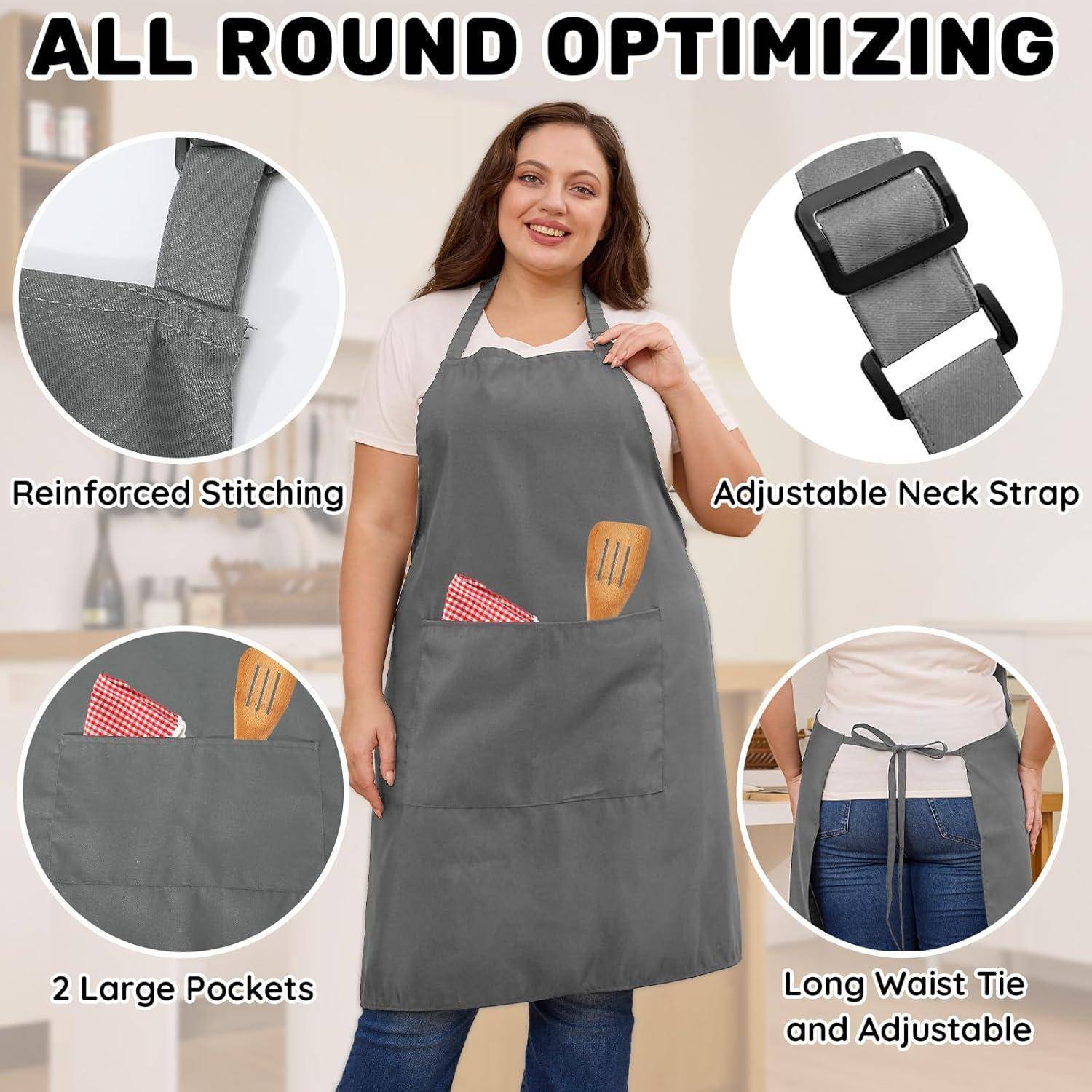 Schürze Kochschürze Plus Size 2 Taschen 2er Grau