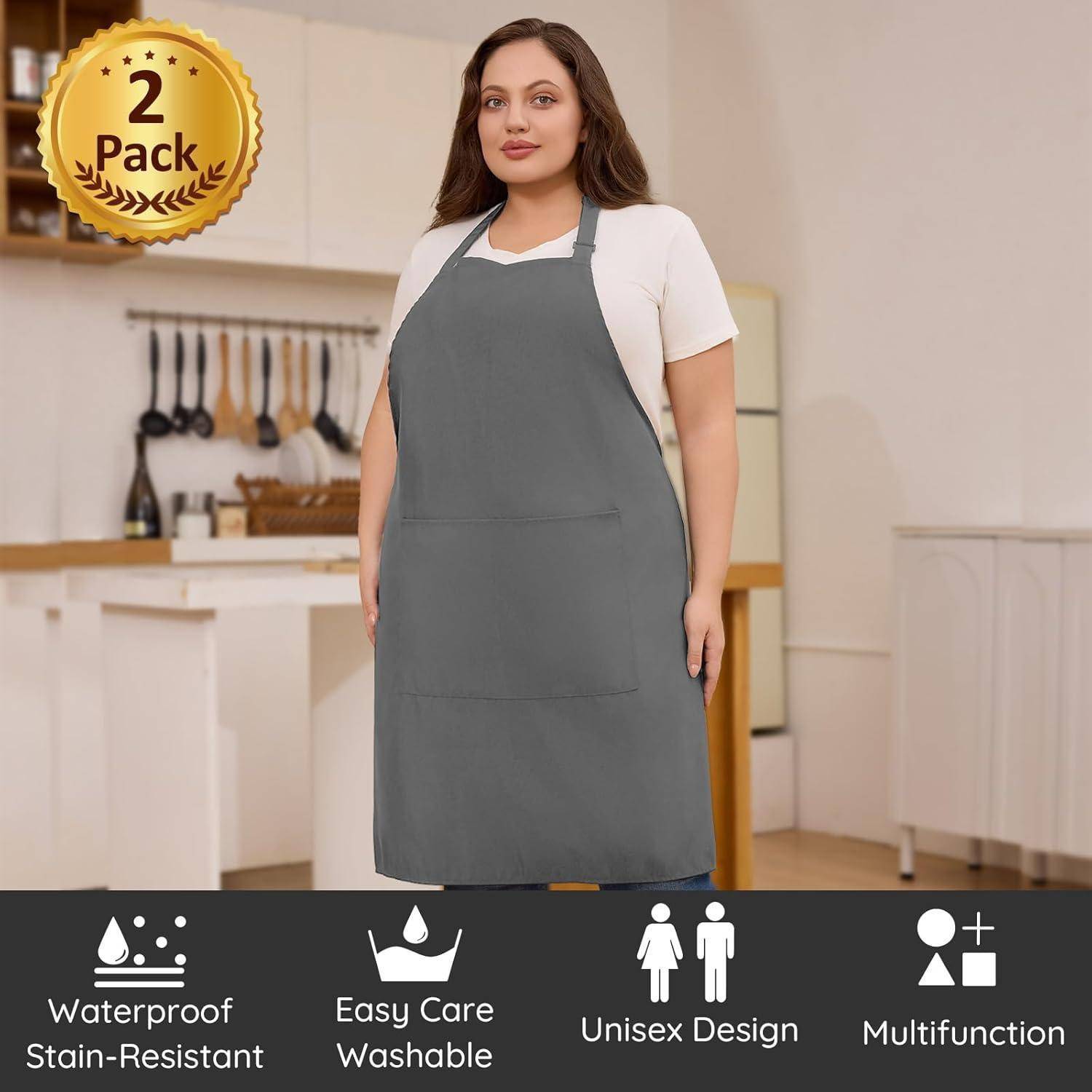 Schürze Kochschürze Plus Size 2 Taschen 2er Grau