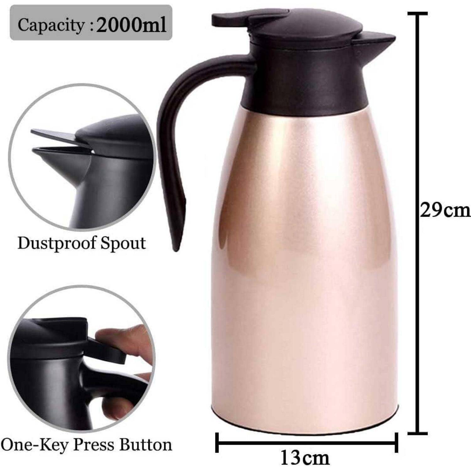 Thermoskanne 2 Liter Edelstahl Vakuum QuickTip Verschluss Gold