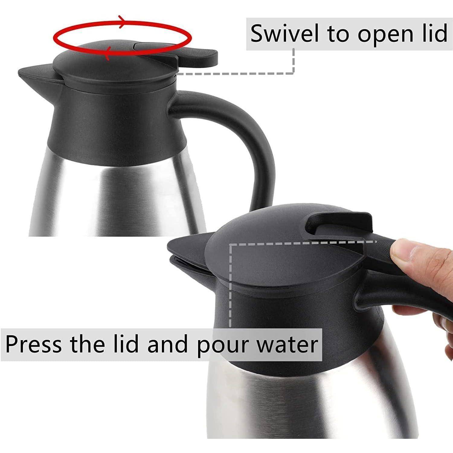 Thermoskanne 2L Edelstahl Doppelwand QuickTip Verschluss Silber