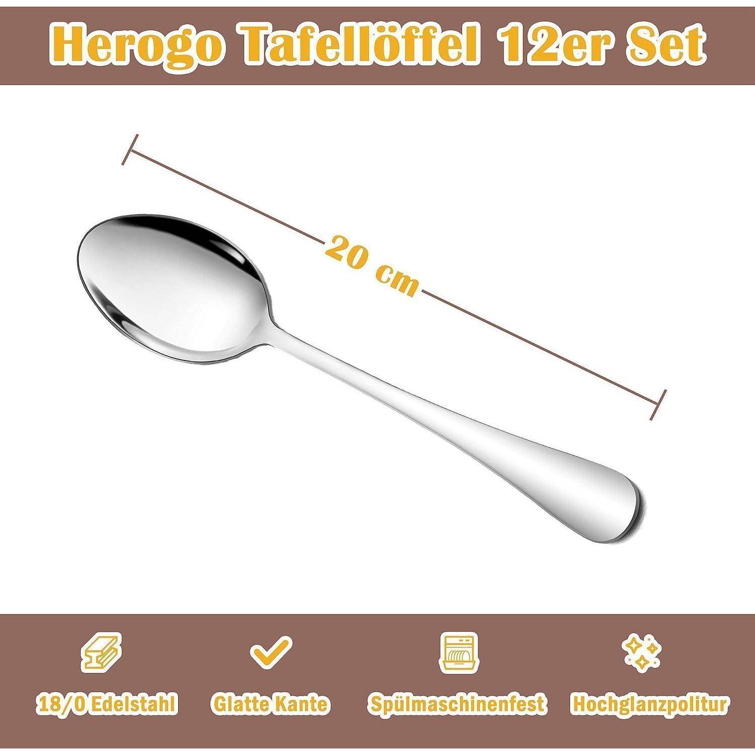 Esslöffel 20cm Edelstahl Suppenlöffel 12 Edelstahl Gebogener Griff