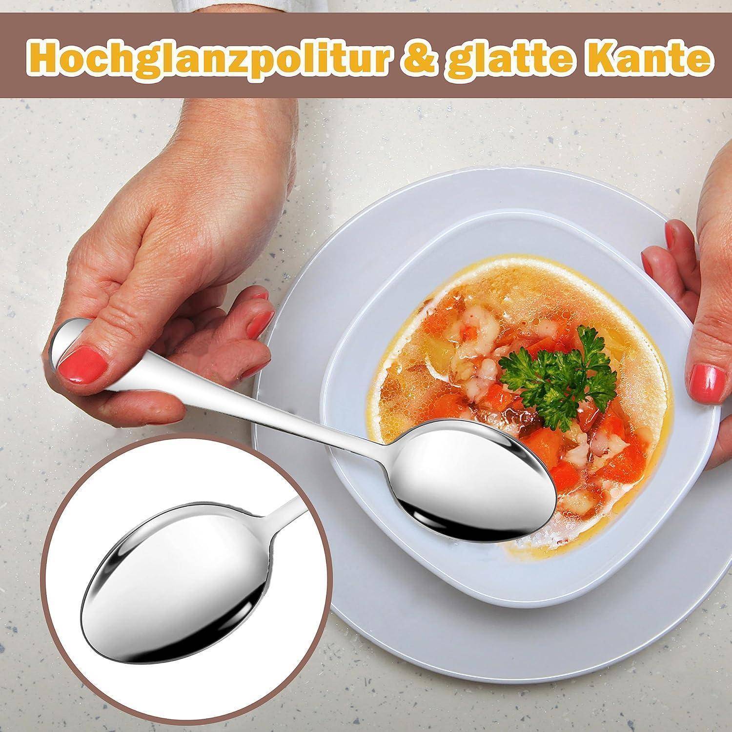 Esslöffel 20cm Edelstahl Suppenlöffel 12 Edelstahl Gebogener Griff