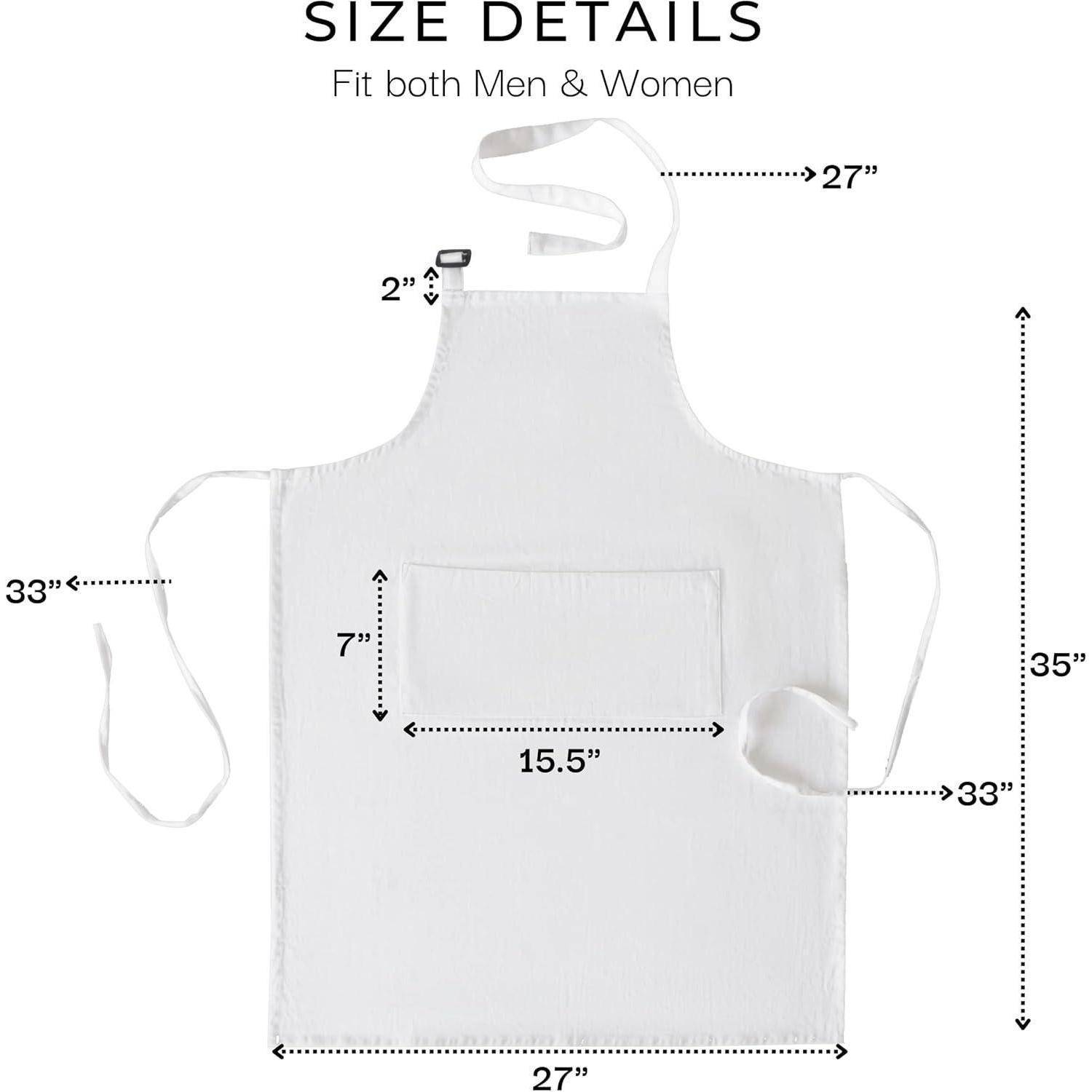 Baumwollschürze Kochschürze 3 Taschen Männer Frauen 69x89cm 5 Weiß