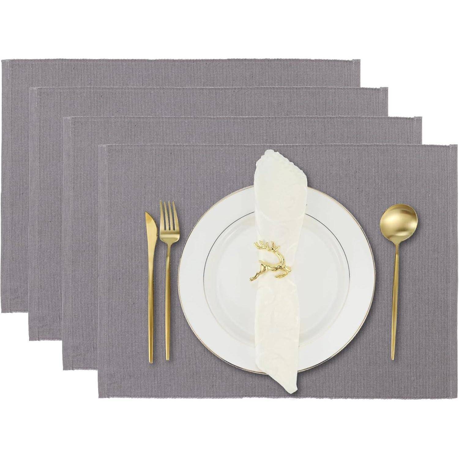 Placemats Esstisch Set Baumwollgrau 13x19 Zoll Frostgrau 4