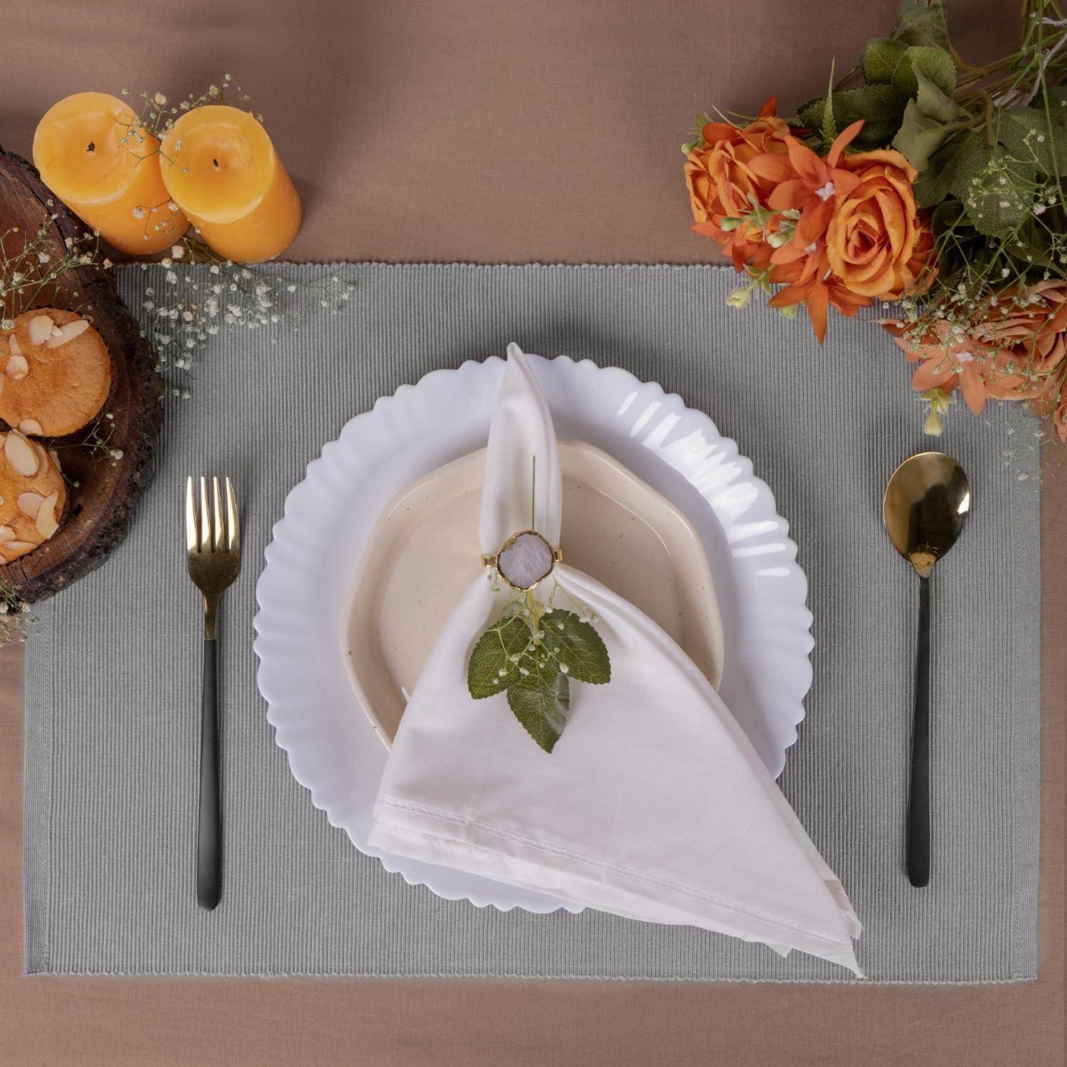 Placemats Esstisch Set Baumwollgrau 13x19 Zoll Frostgrau 4