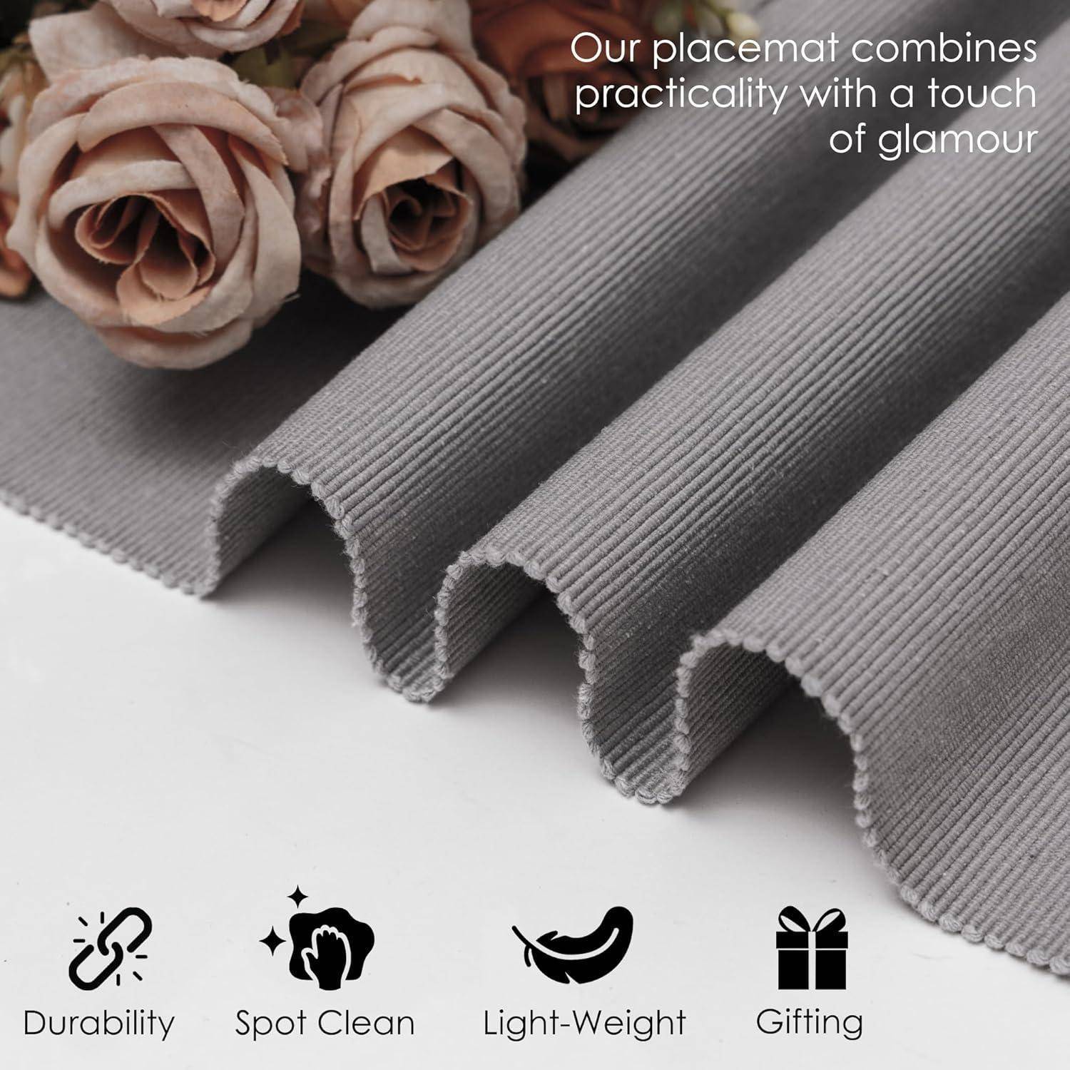 Placemats Esstisch Set Baumwollgrau 13x19 Zoll Frostgrau 4