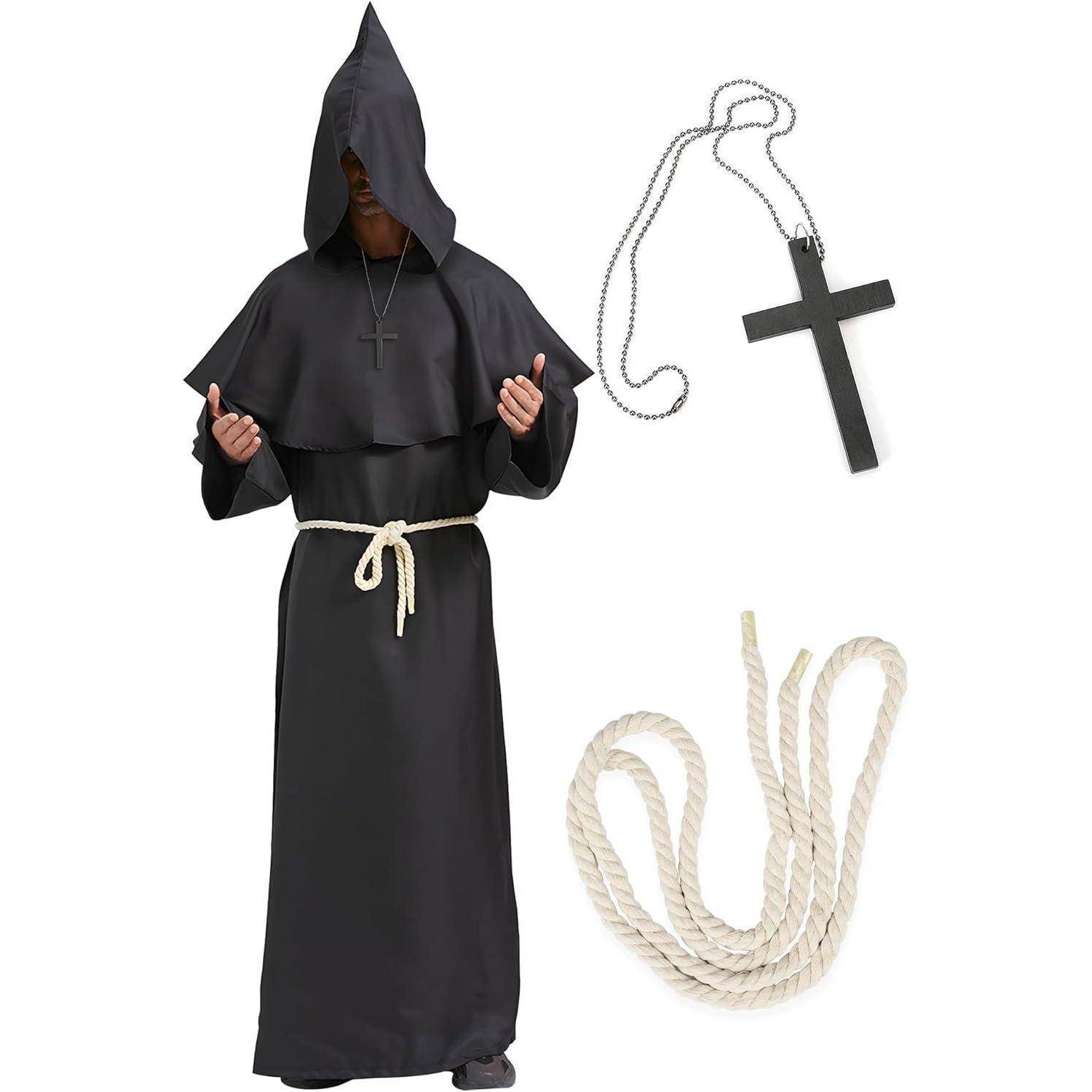 Mittelalter Mönch Robe Priester Kostüm Halloween Zauberer Mantel