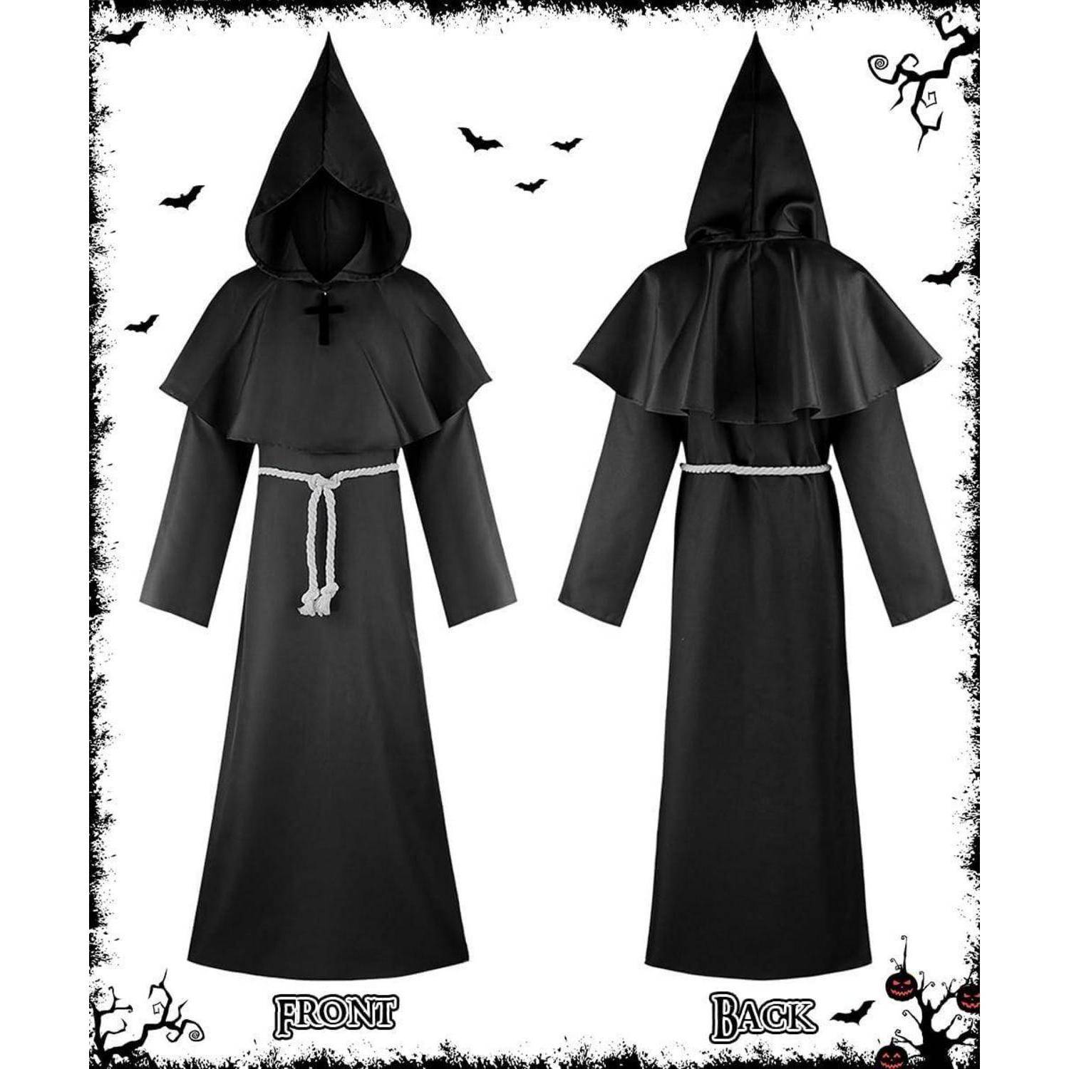 Mittelalter Mönch Robe Priester Kostüm Halloween Zauberer Mantel