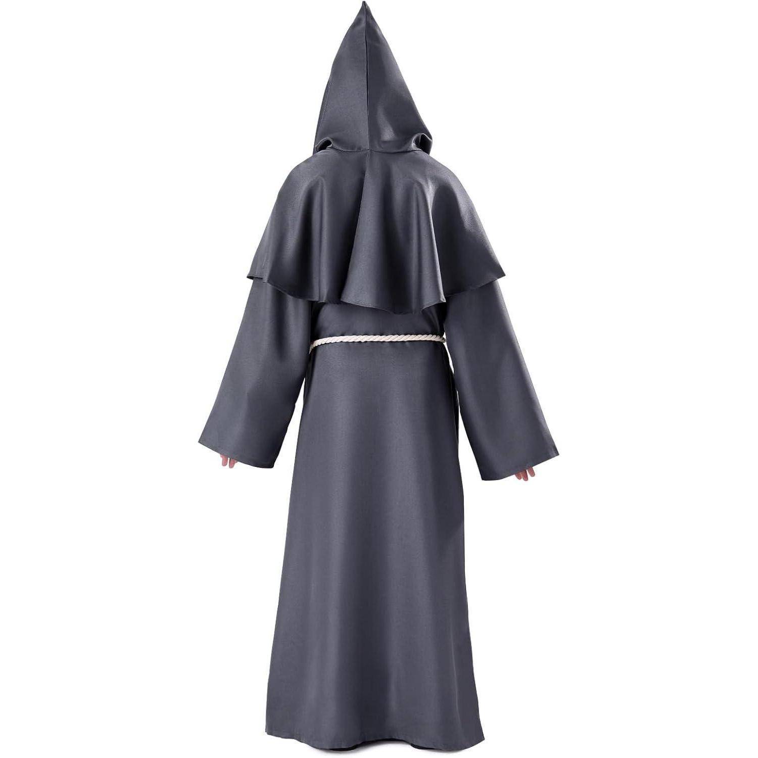 Mönchskutte Kostüm Herren Halloween Kapuze Grau XL