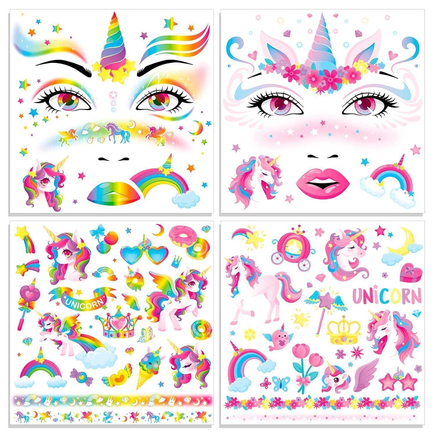 Gesichtstattoo 4 Bogen Tattoos Karneval Halloween Fasching Einhorn