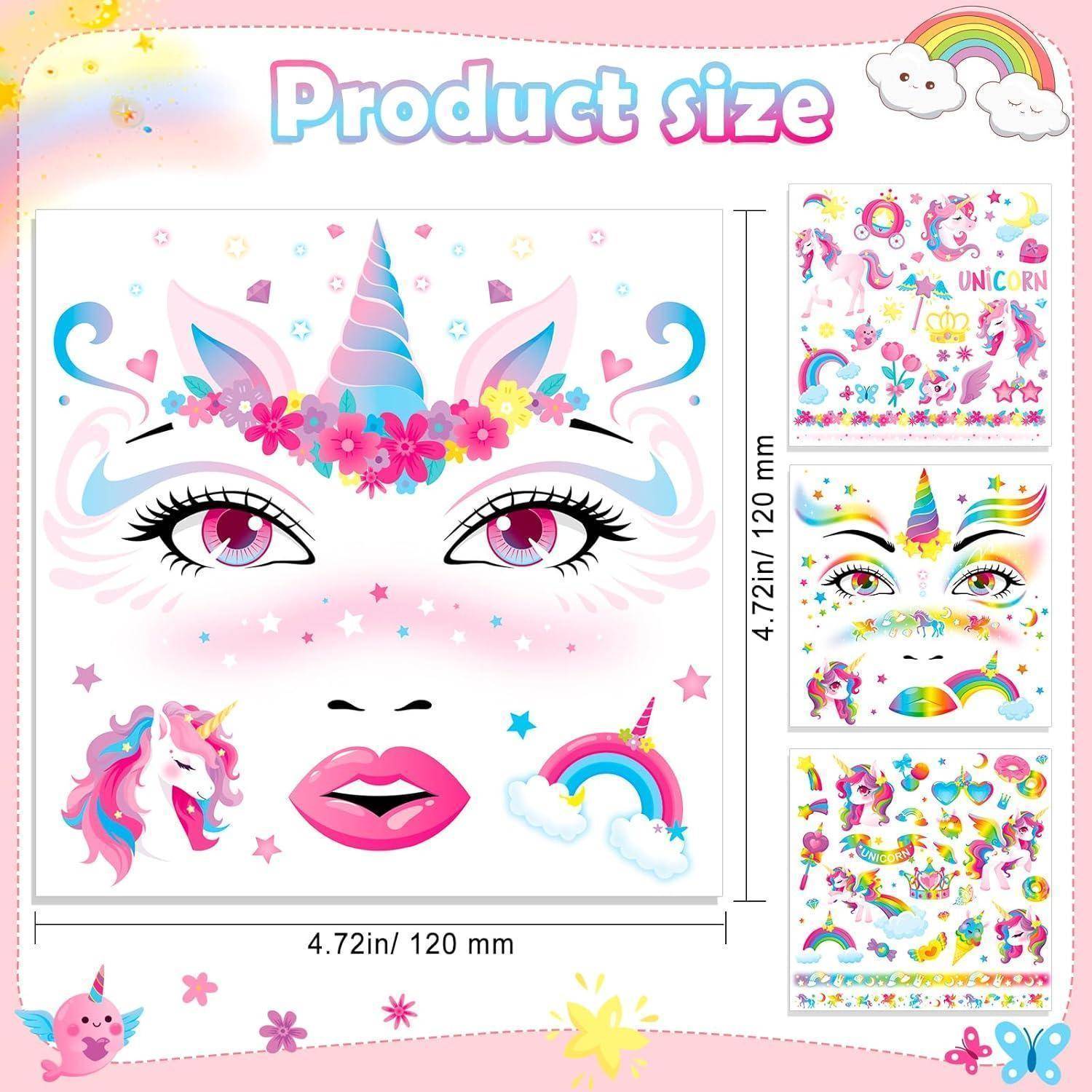 Gesichtstattoo 4 Bogen Tattoos Karneval Halloween Fasching Einhorn