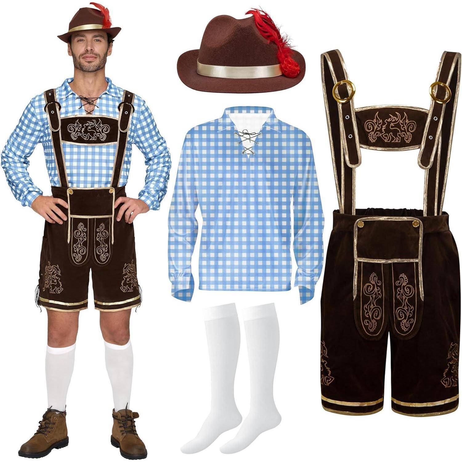 Kostümset Oktoberfest Kariert Herren Halloween Bierfest S Blau