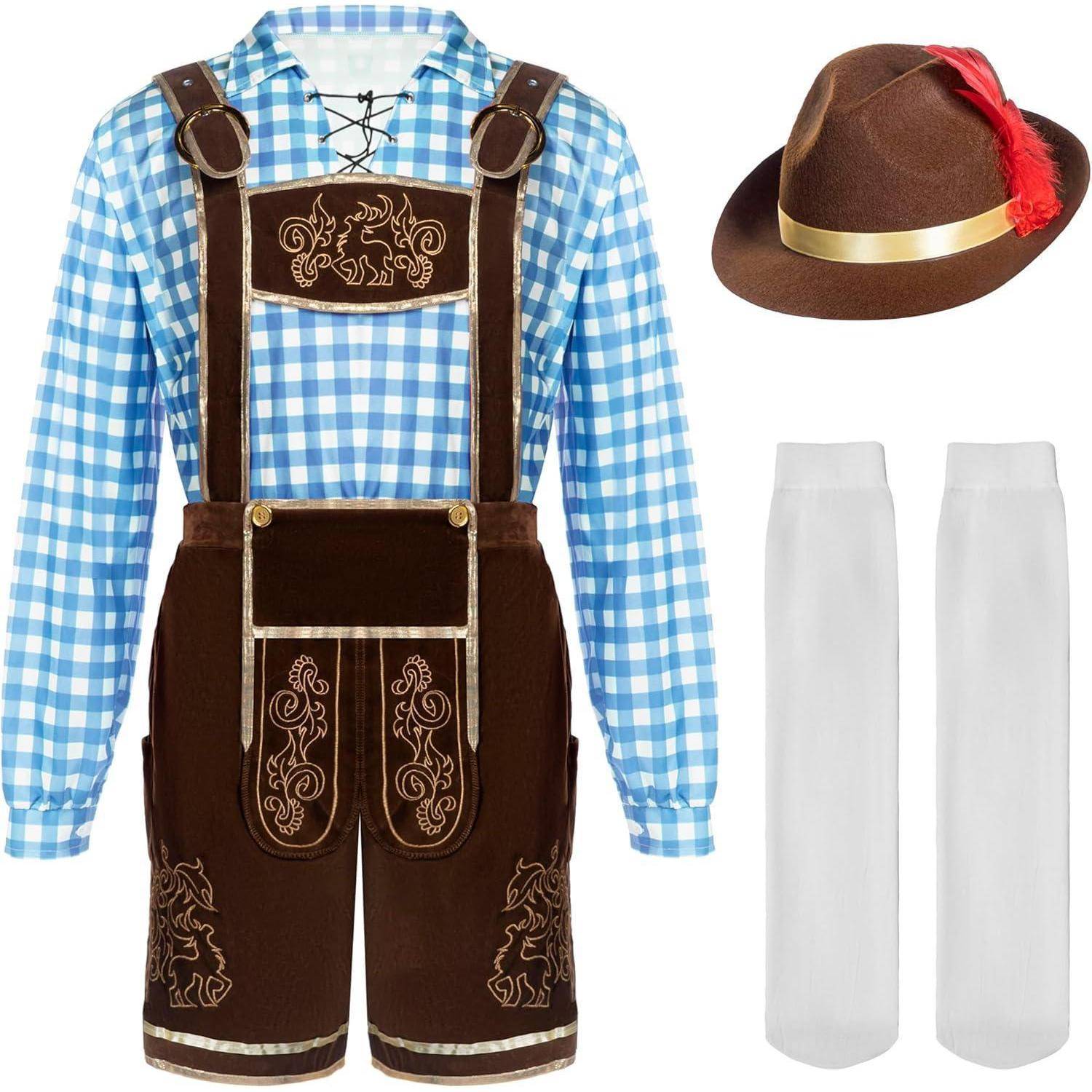 Kostümset Oktoberfest Kariert Herren Halloween Bierfest S Blau