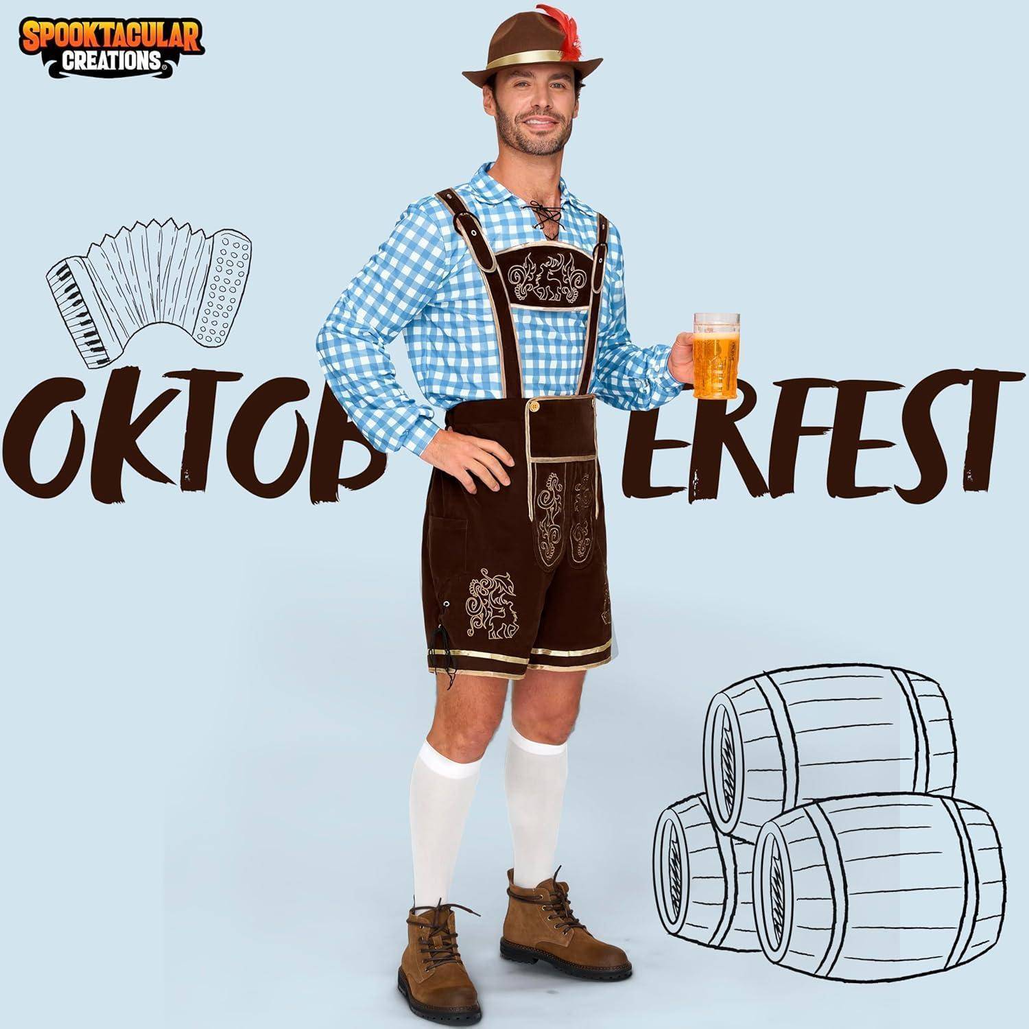 Kostümset Oktoberfest Kariert Herren Halloween Bierfest S Blau